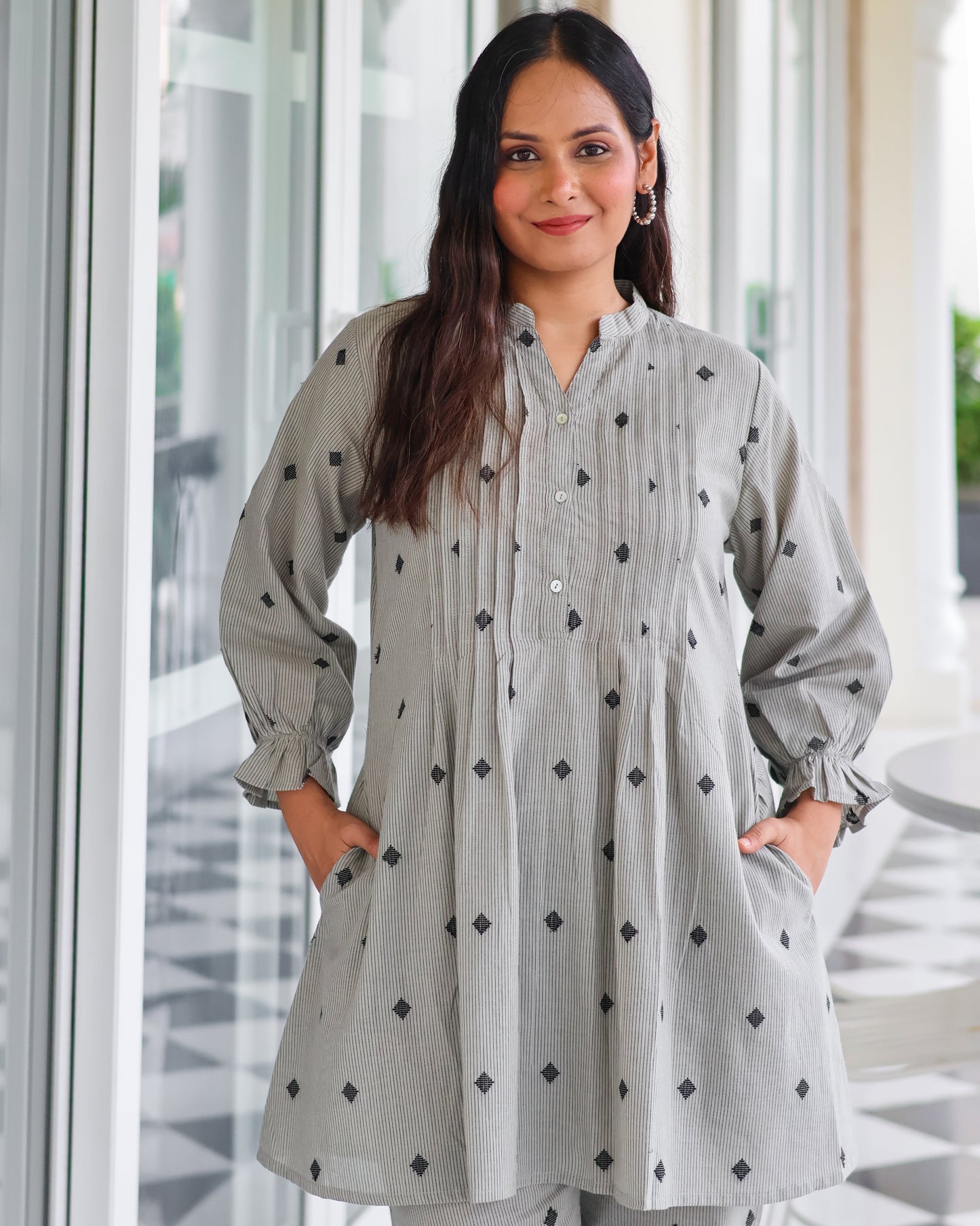 Macy Pintucks Short Cotton Kurta Set