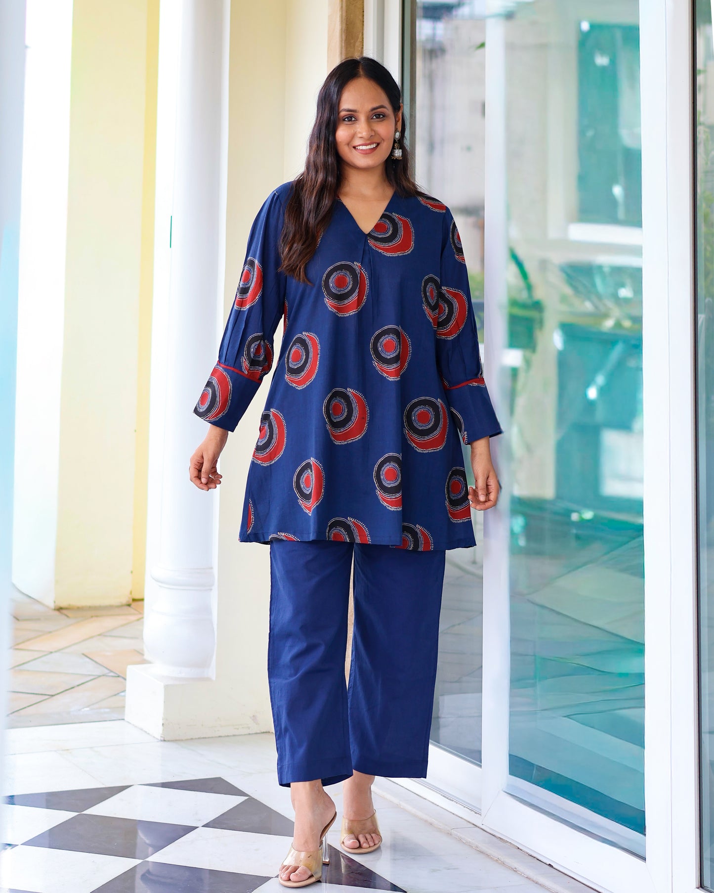Vaani Blue A-line Cotton Kurta Set