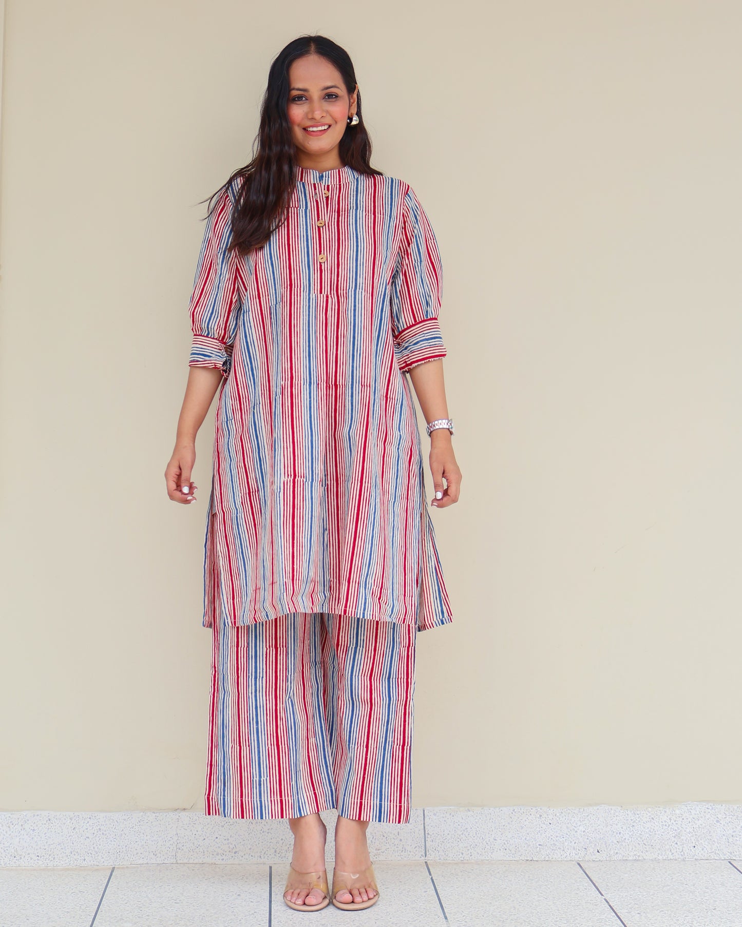 Faith HandBlock Print Stripes Cotton Kurta Set