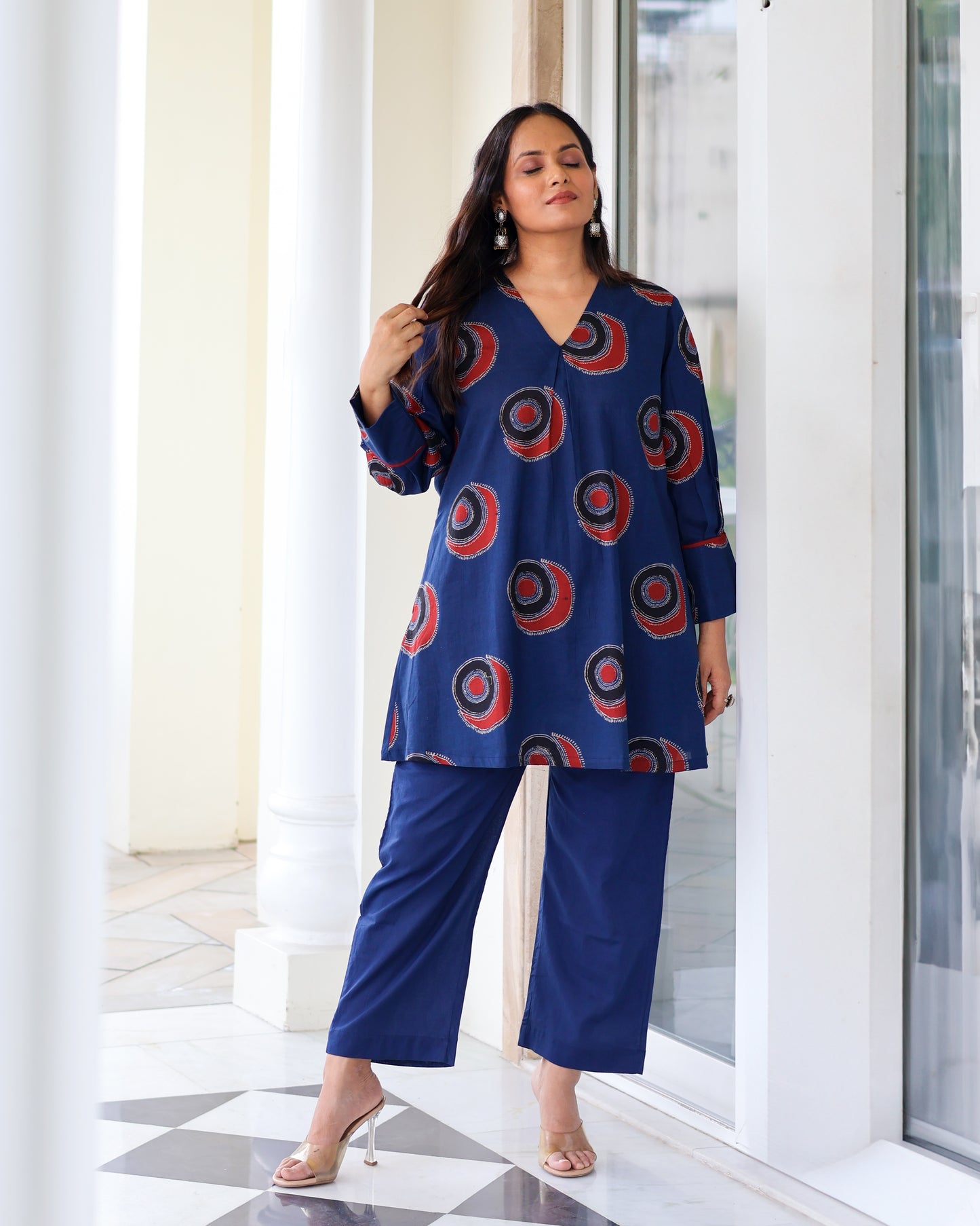 Vaani Blue A-line Cotton Kurta Set