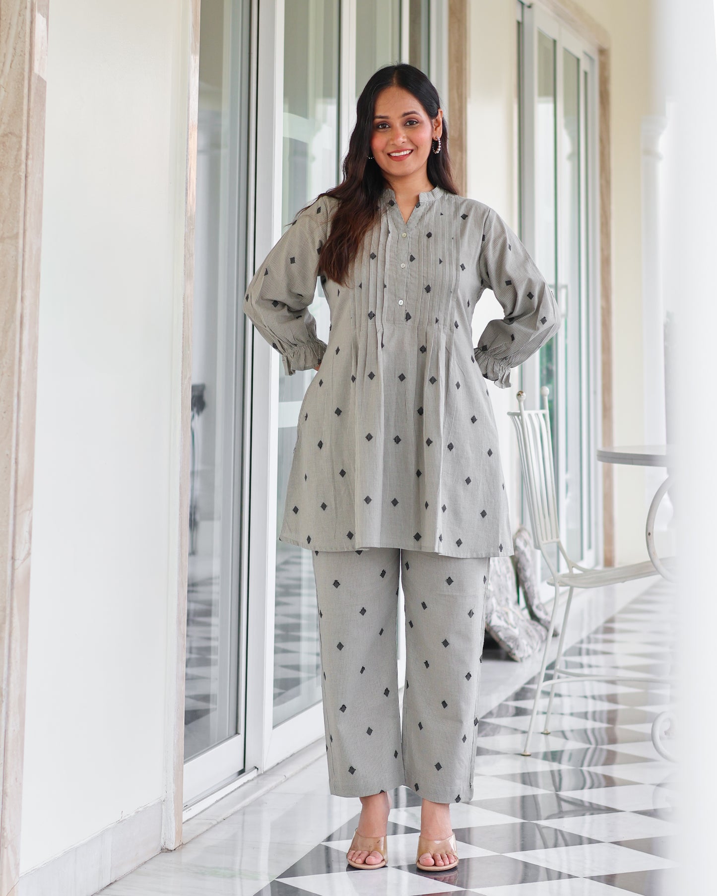 Macy Pintucks Short Cotton Kurta Set