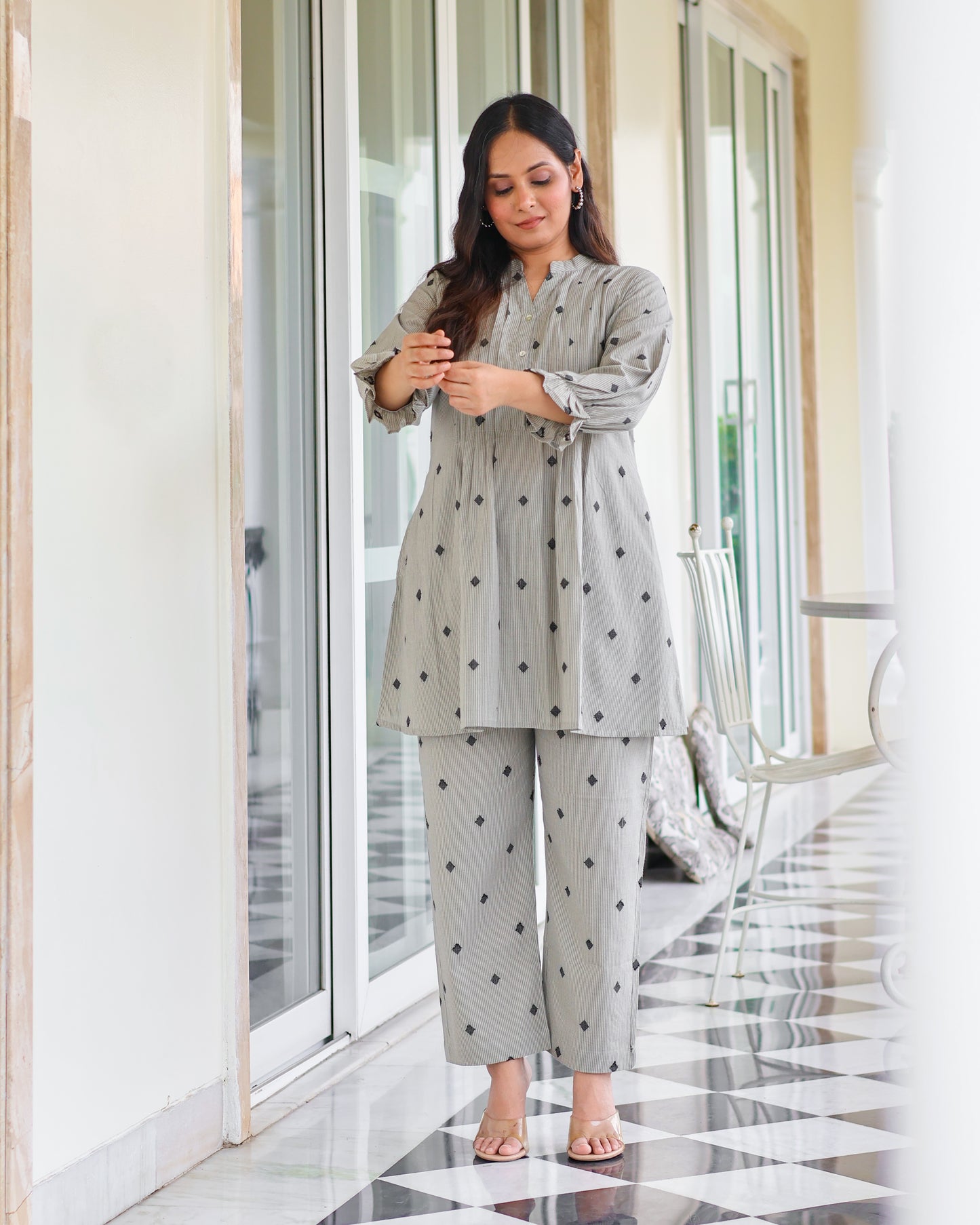 Macy Pintucks Short Cotton Kurta Set