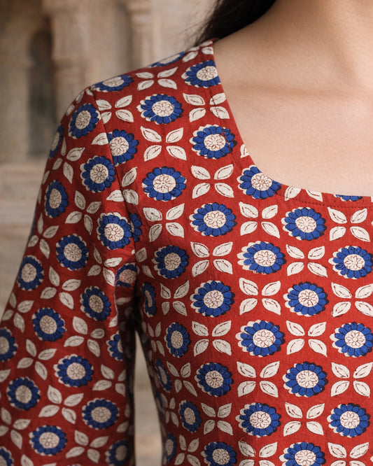 Trisha Handblock Bagru Print Short Kurti