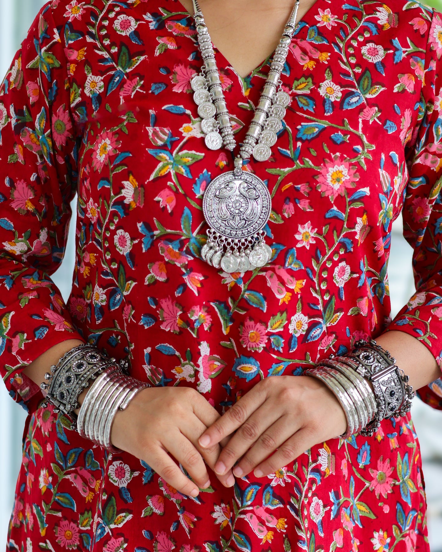 Juliet Red HandBlock Print Kurta Palazzo Set