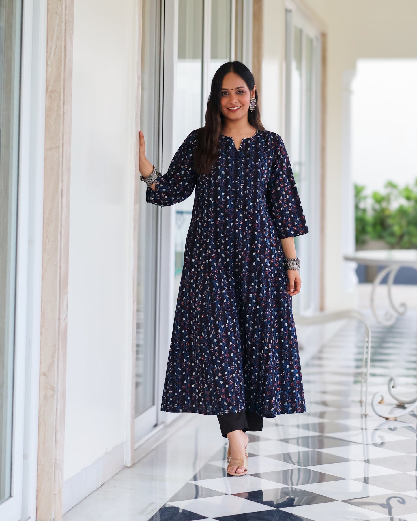 Avani Black HandBlock Print Kurta Set