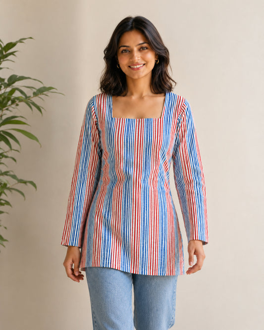 Faith HandBlock Print Corset Back Short Kurti