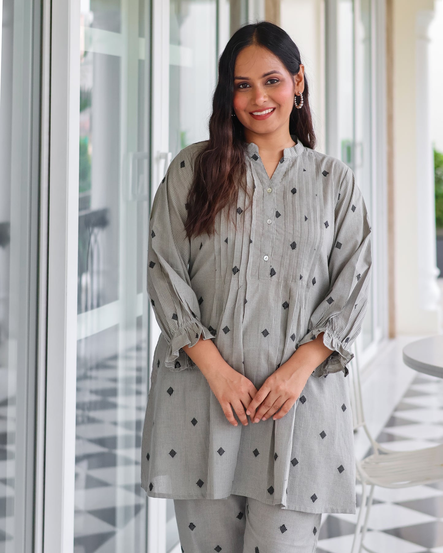 Macy Pintucks Short Cotton Kurta Set