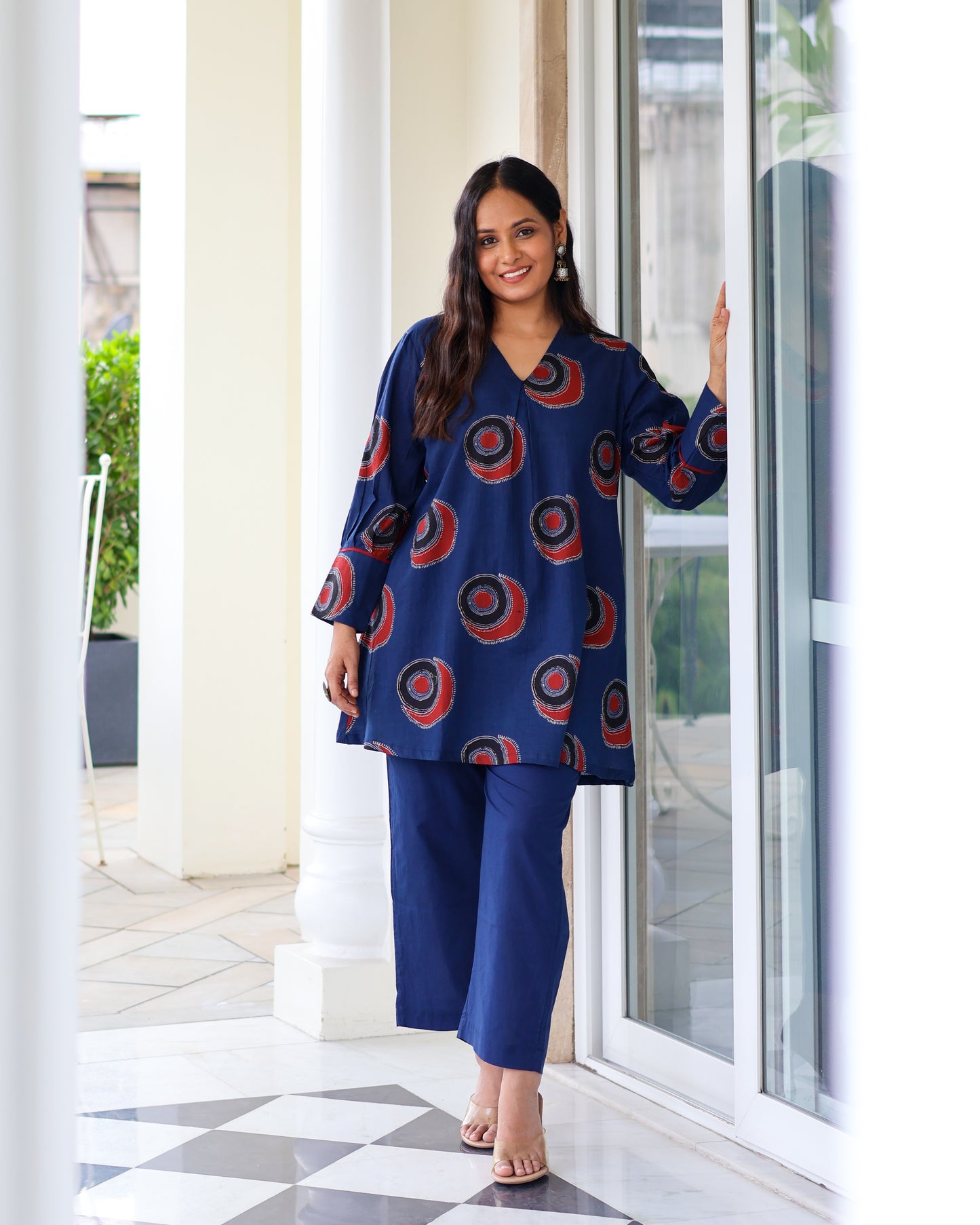Vaani Blue A-line Cotton Kurta Set