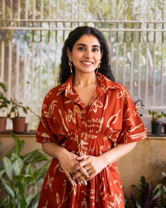 Luke Pleated Pure Cotton Midi Dress