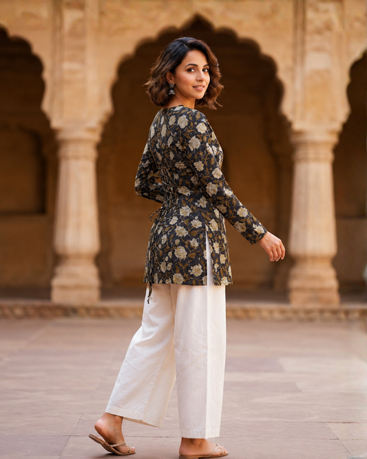 Zoya Dabu Print Corset Short Kurti