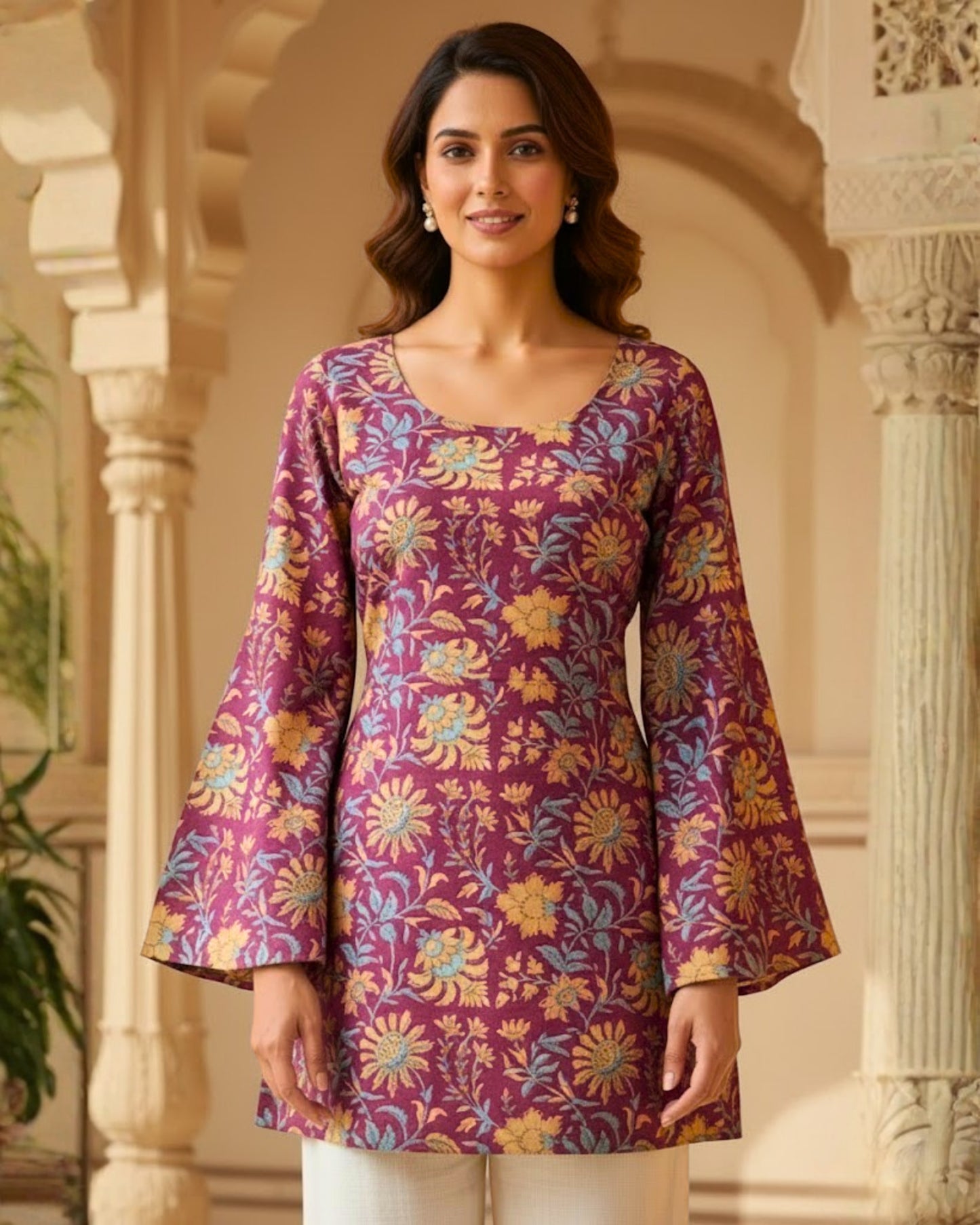 Nyra Floral Print Sleeved Kurti