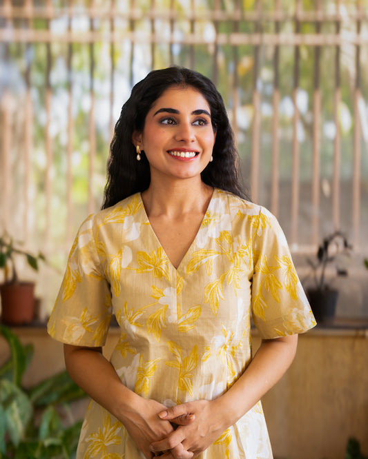 Madhubala A-line Midi Cotton Dress