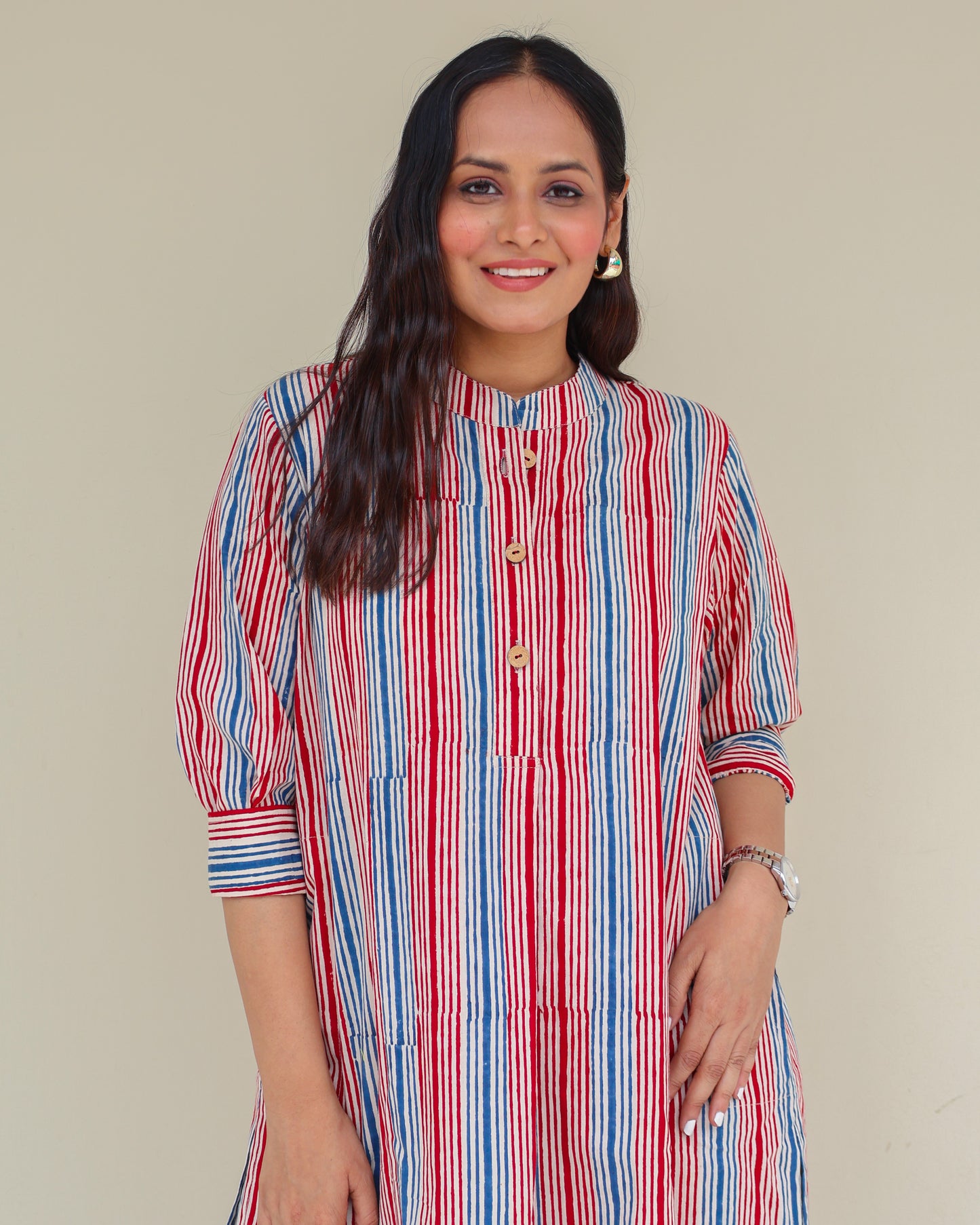 Faith HandBlock Print Stripes Cotton Kurta Set