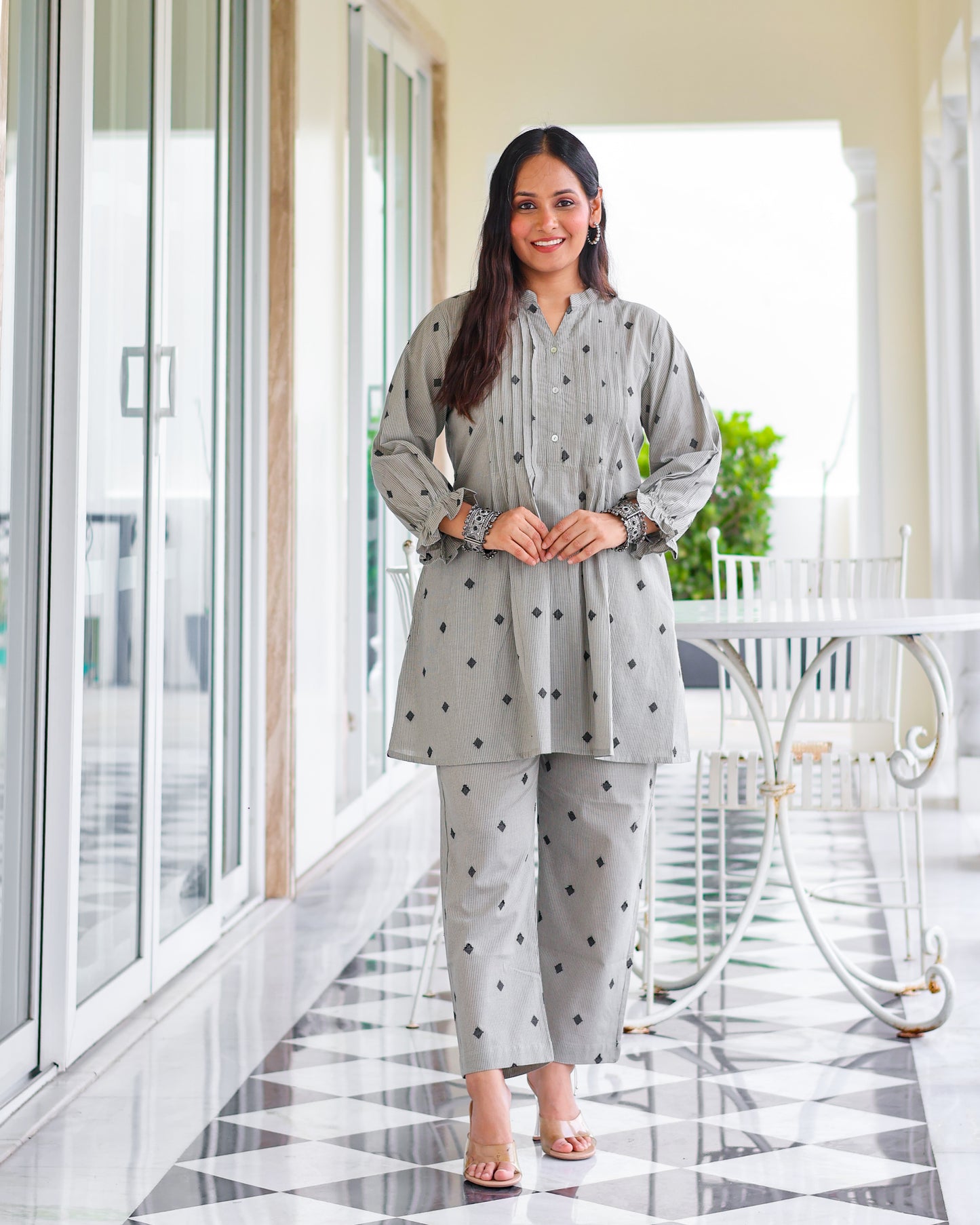 Macy Pintucks Short Cotton Kurta Set