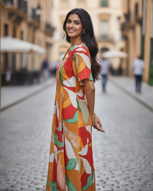 Kate Mosiac Multi-color A-line Midi Dress