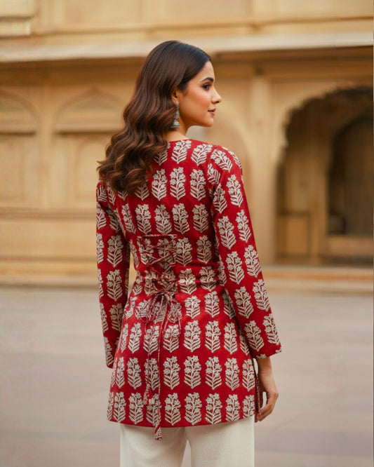 Durga HandBlock Print Corset Short Kurti