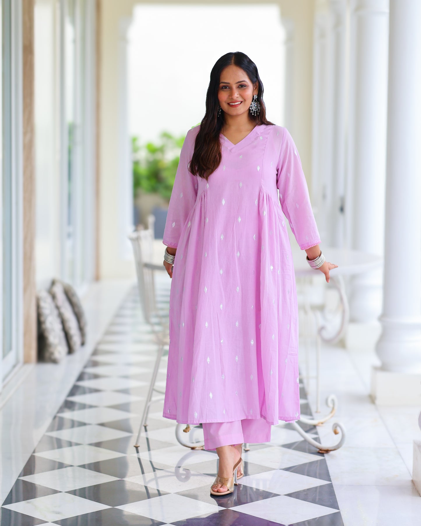 Tina Pastel Cotton Lurex Kurta Set