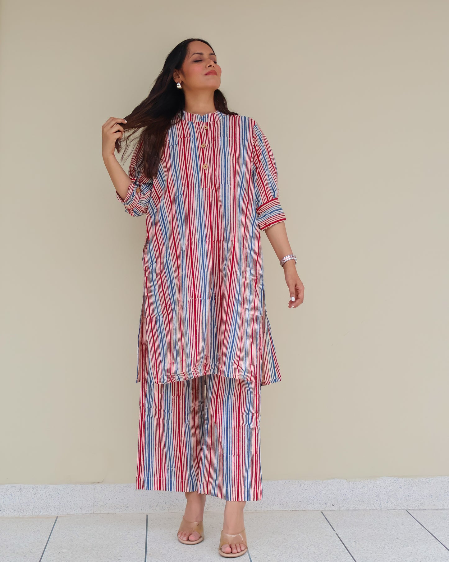Faith HandBlock Print Stripes Cotton Kurta Set