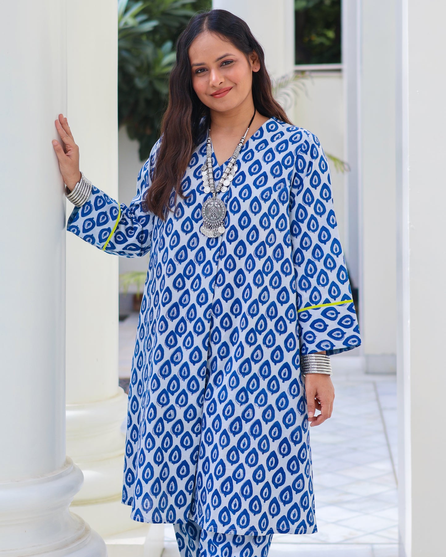 Juhi Indigo HandBlock Print Cotton Kurta Set