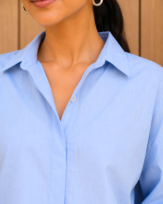 Eloise Blue Slub Cotton Shirt