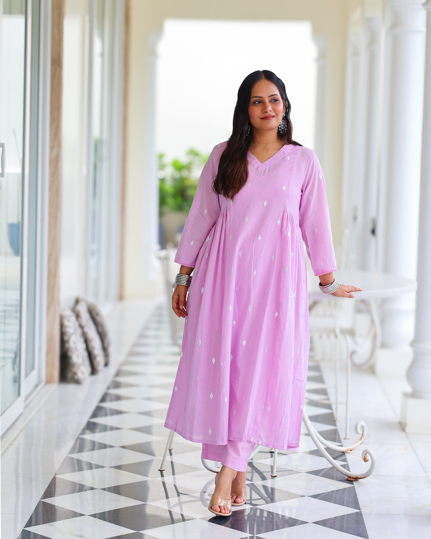 Tina Pastel Cotton Lurex Kurta Set