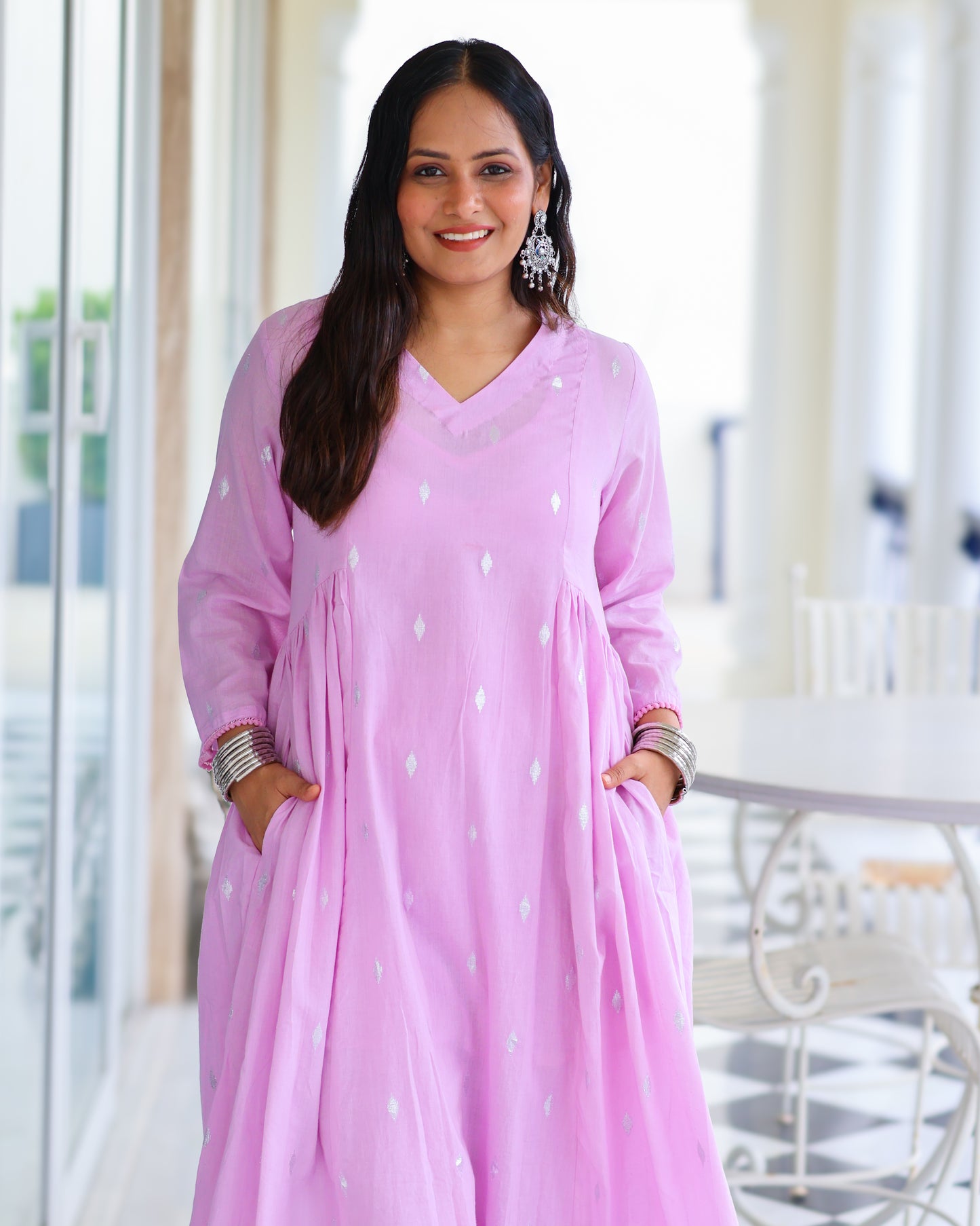 Tina Pastel Cotton Lurex Kurta Set