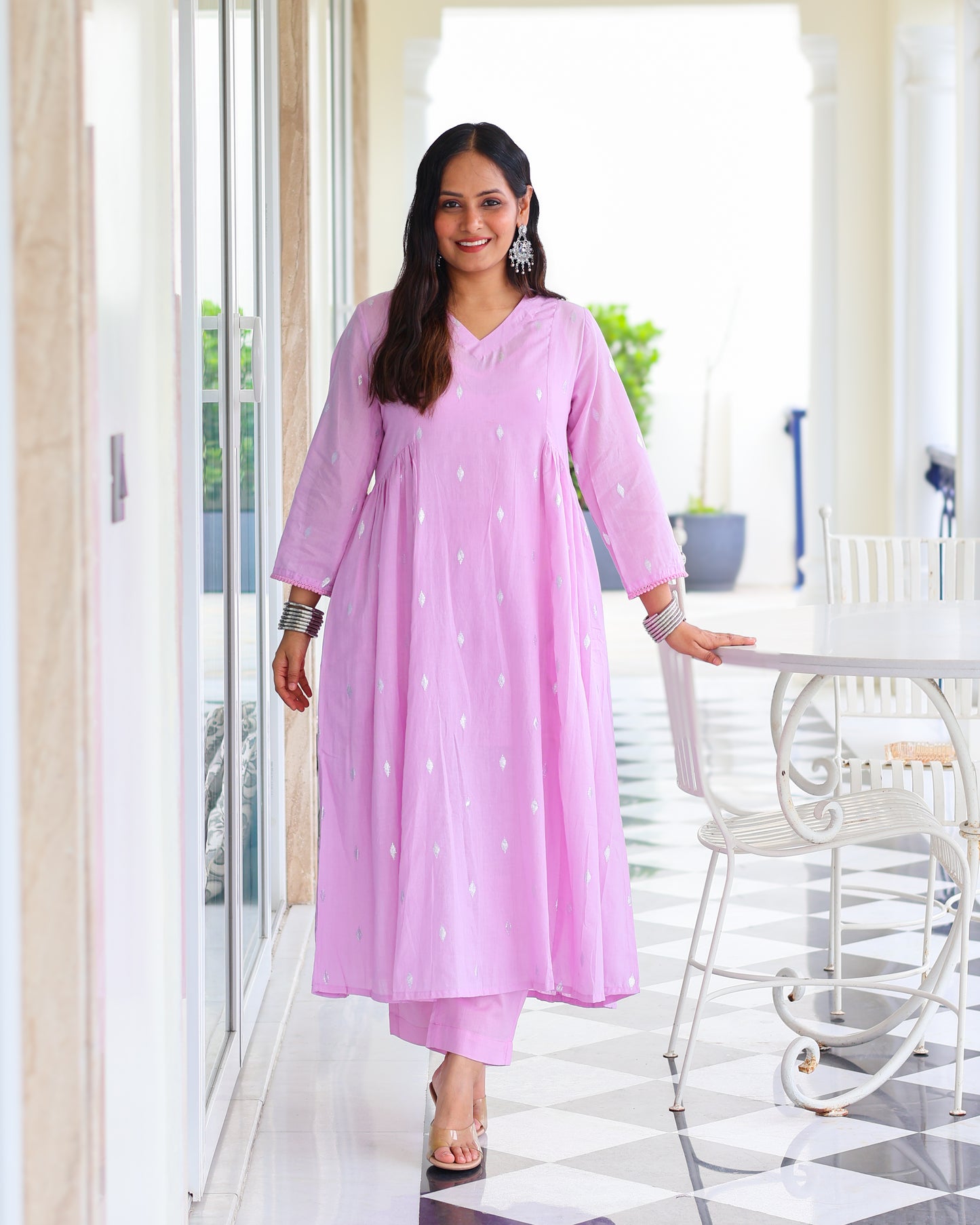 Tina Pastel Cotton Lurex Kurta Set