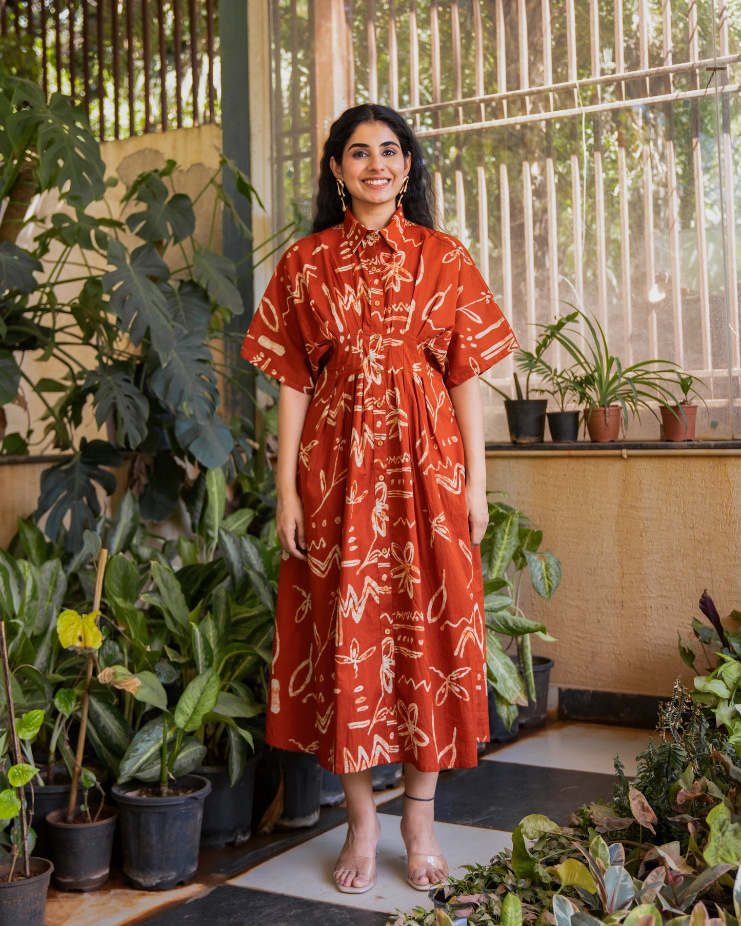 Luke Pleated Pure Cotton Midi Dress