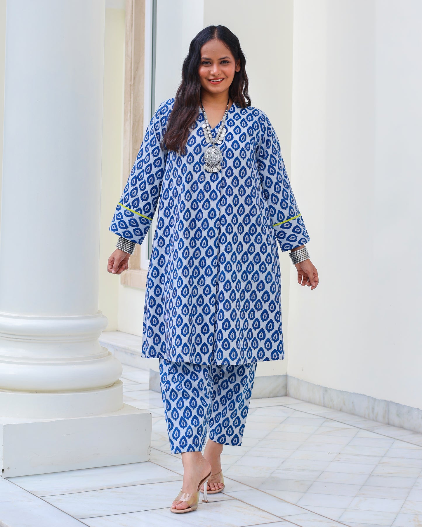 Juhi Indigo HandBlock Print Cotton Kurta Set