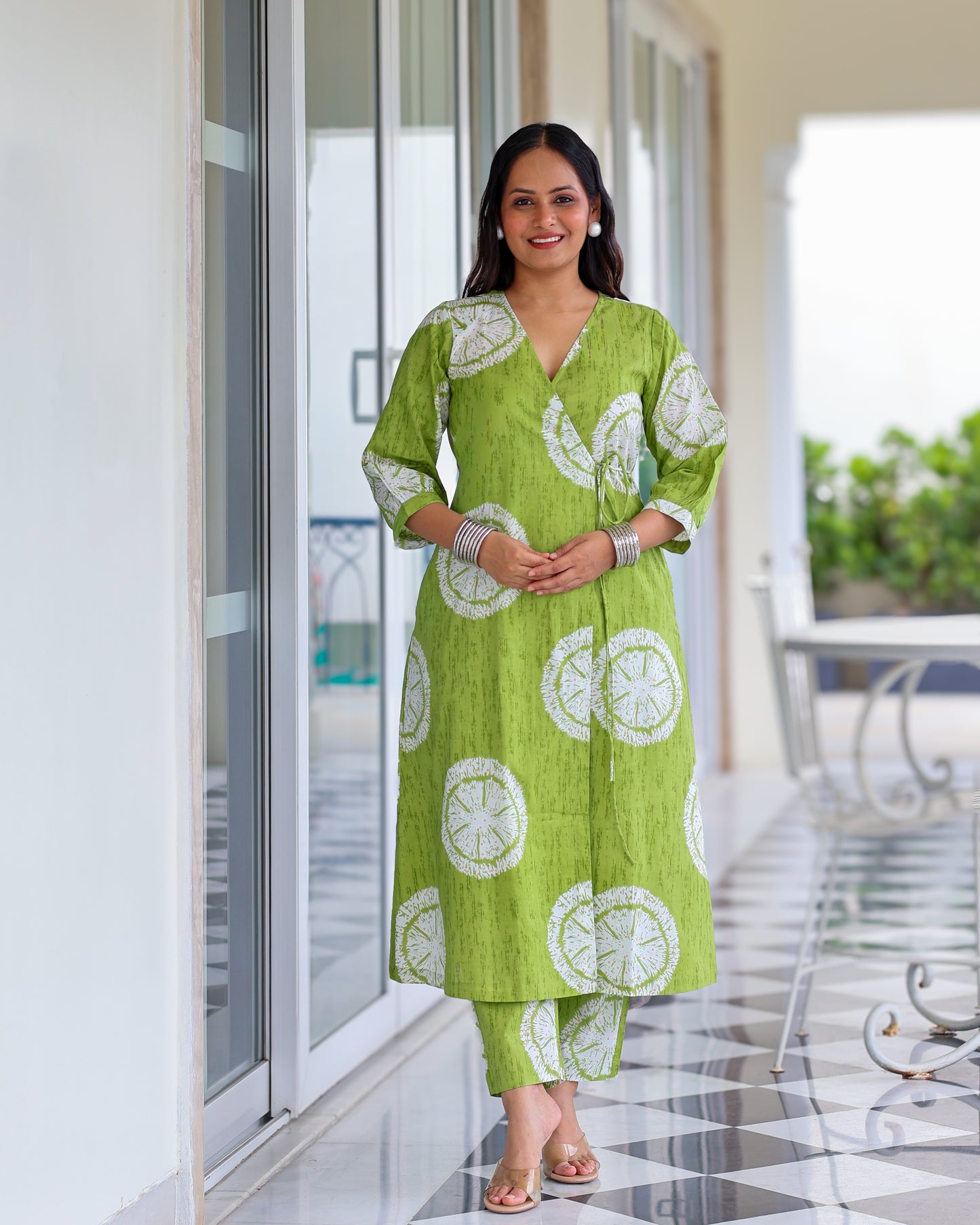 Kusum Green Wrap Cotton Kurta Set