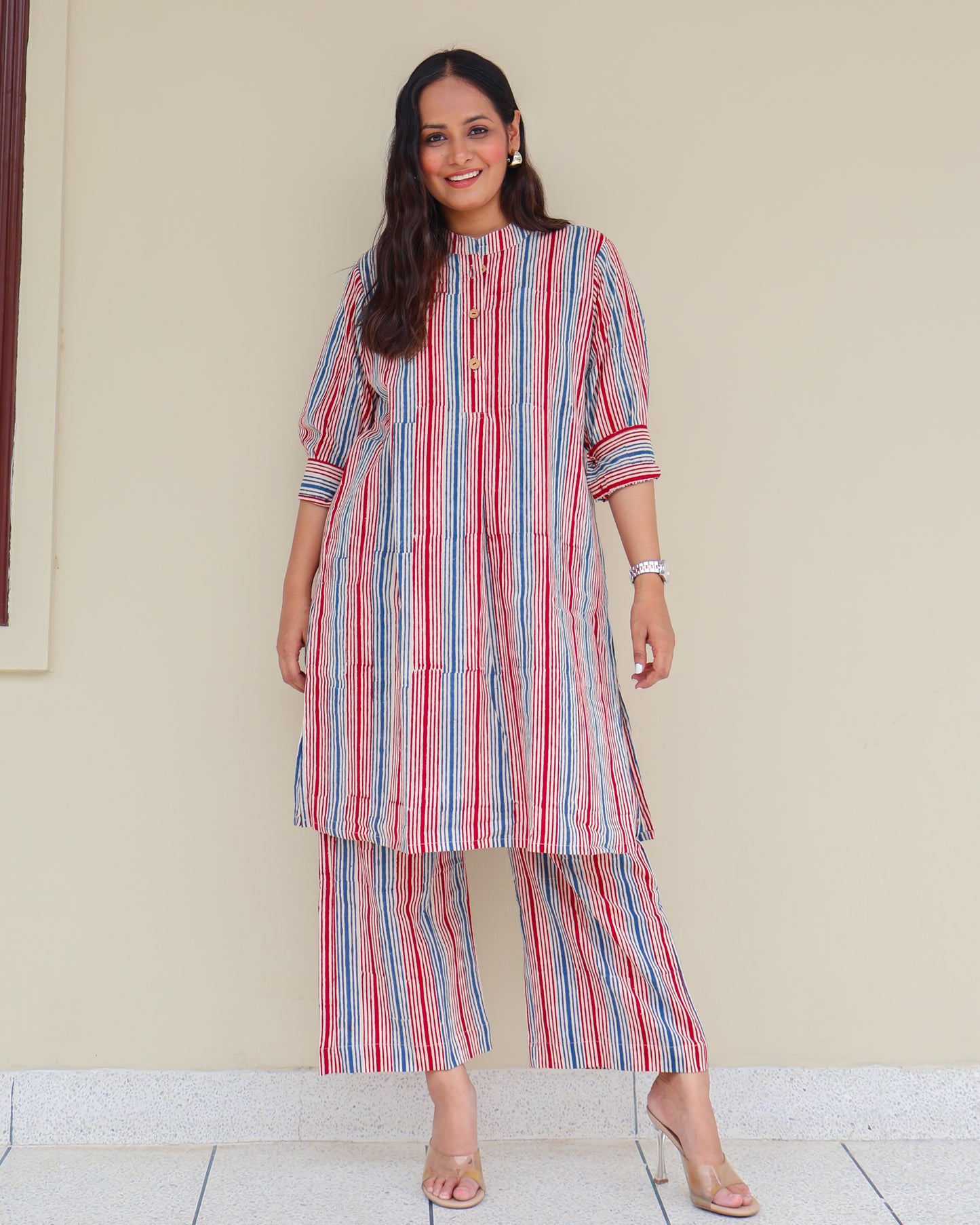 Faith HandBlock Print Stripes Cotton Kurta Set