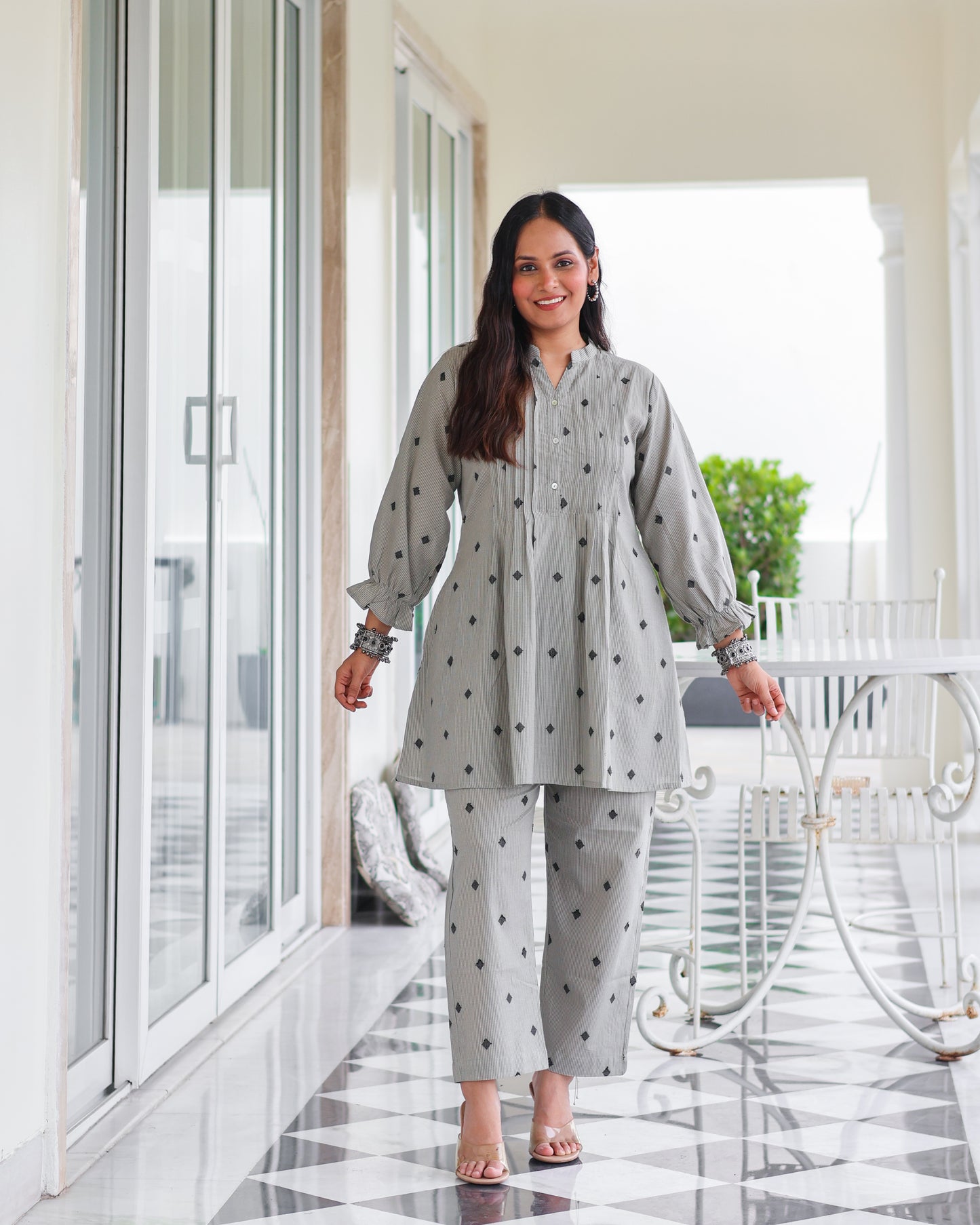 Macy Pintucks Short Cotton Kurta Set