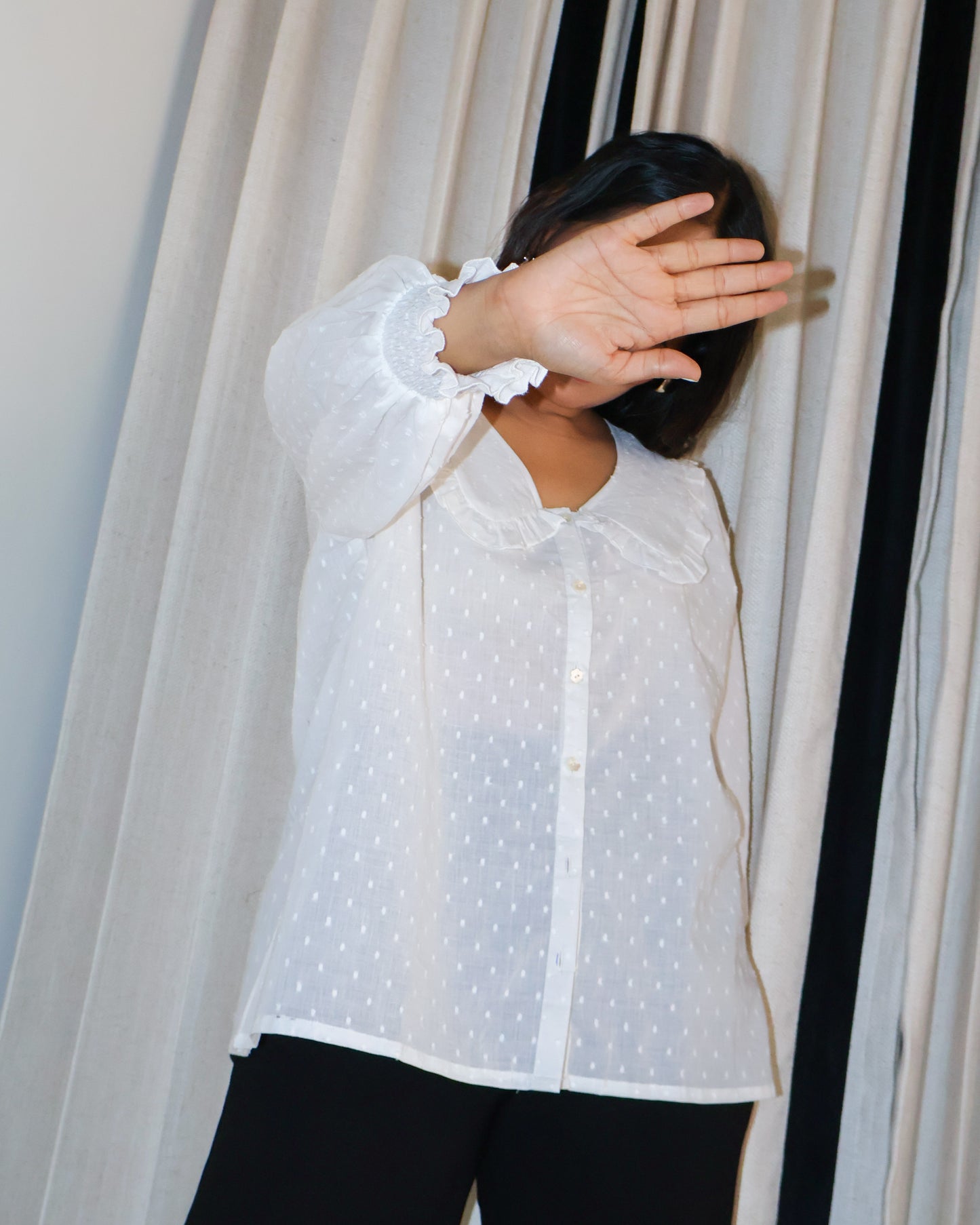 Dawn White Collared Textured Cotton Shirt