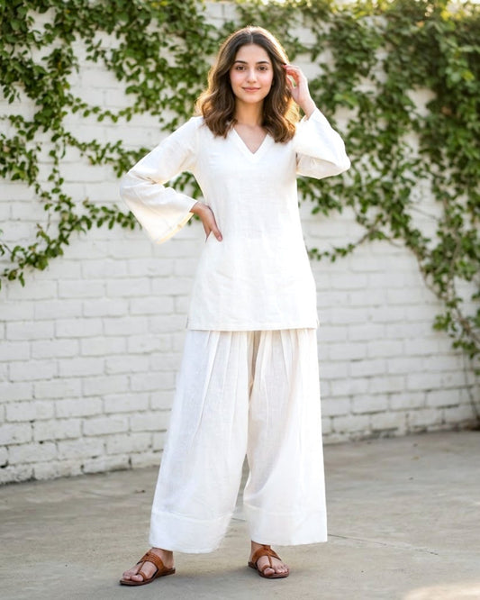 White Cotton Farsi Pants