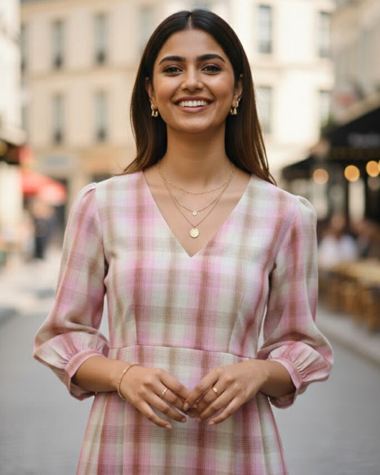 Sally Pink Cotton Midi Dress