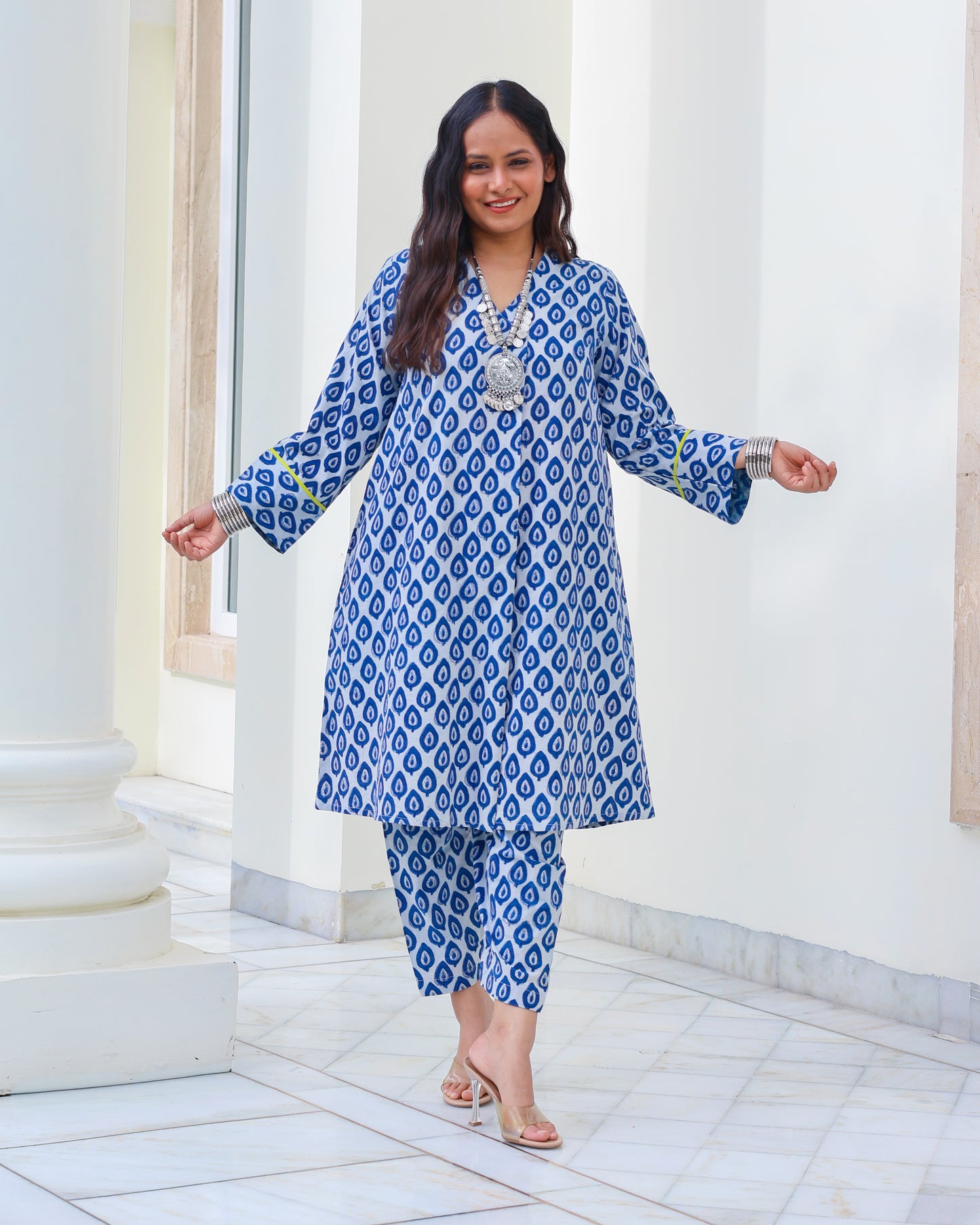 Juhi Indigo HandBlock Print Cotton Kurta Set