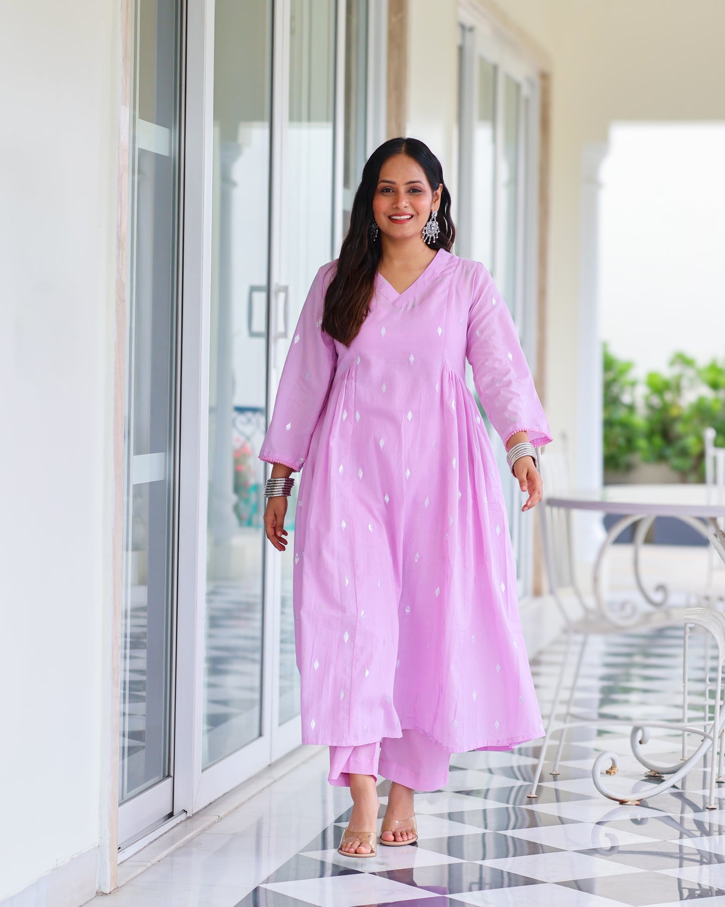 Tina Pastel Cotton Lurex Kurta Set