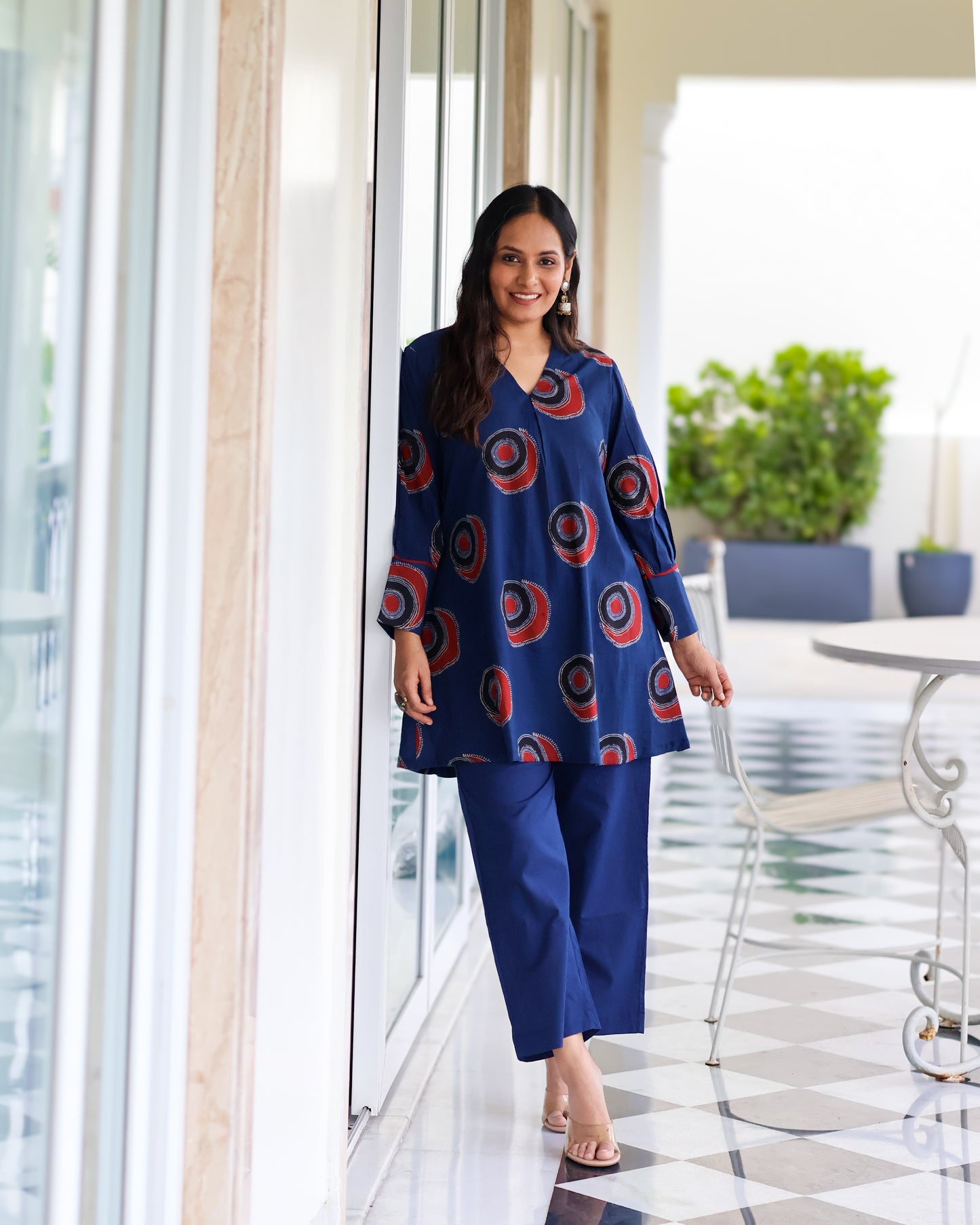 Vaani Blue A-line Cotton Kurta Set