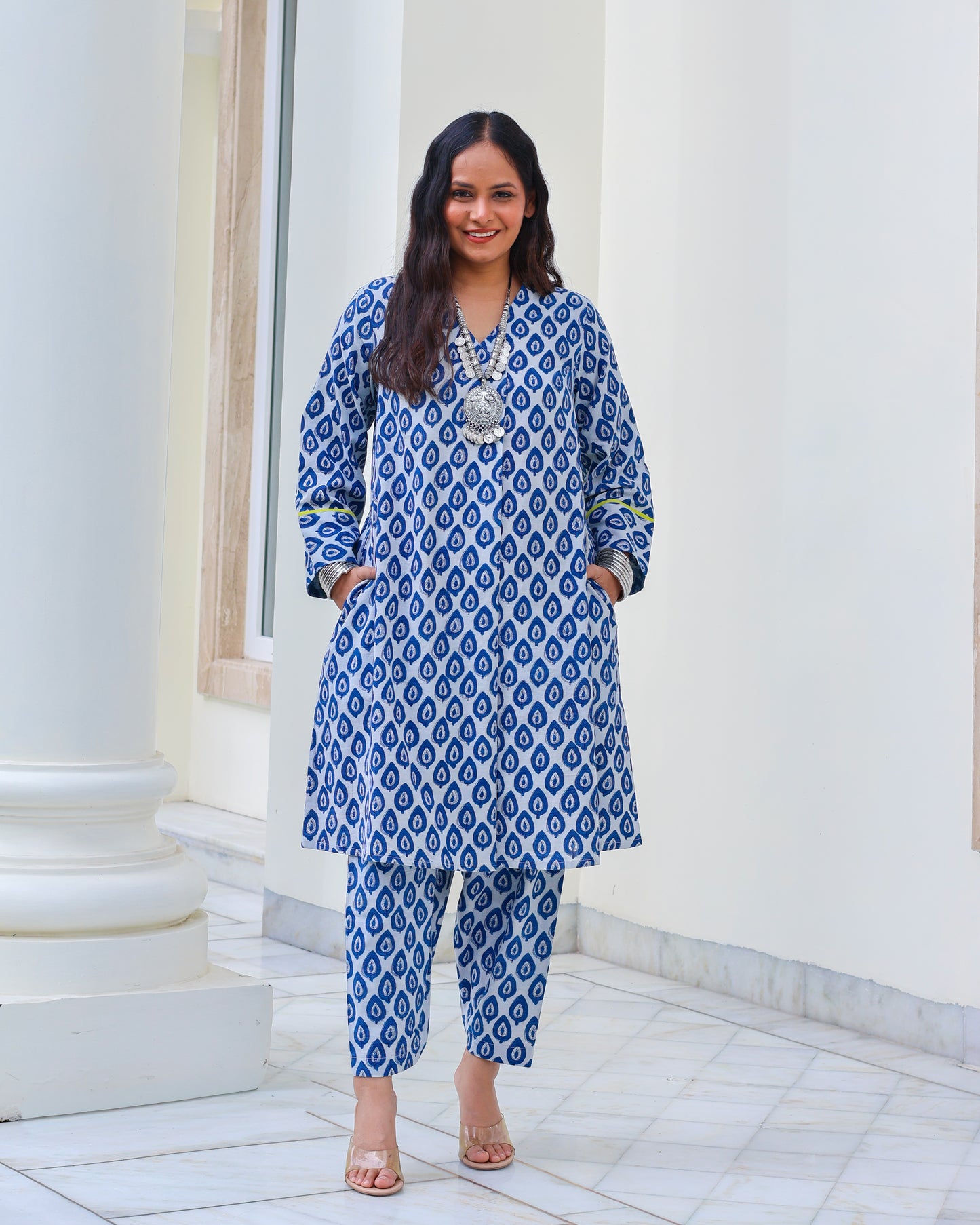 Juhi Indigo HandBlock Print Cotton Kurta Set