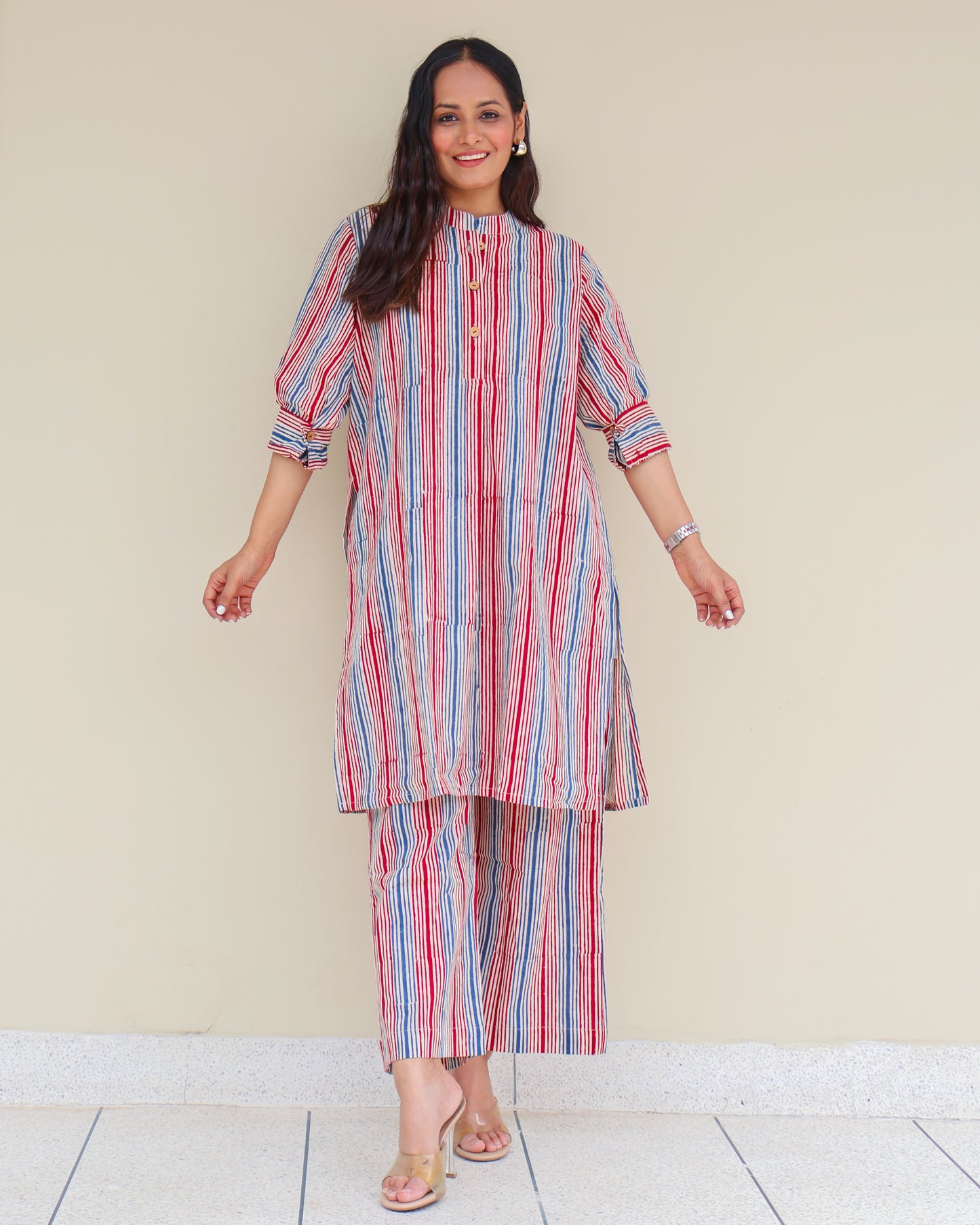 Faith HandBlock Print Stripes Cotton Kurta Set