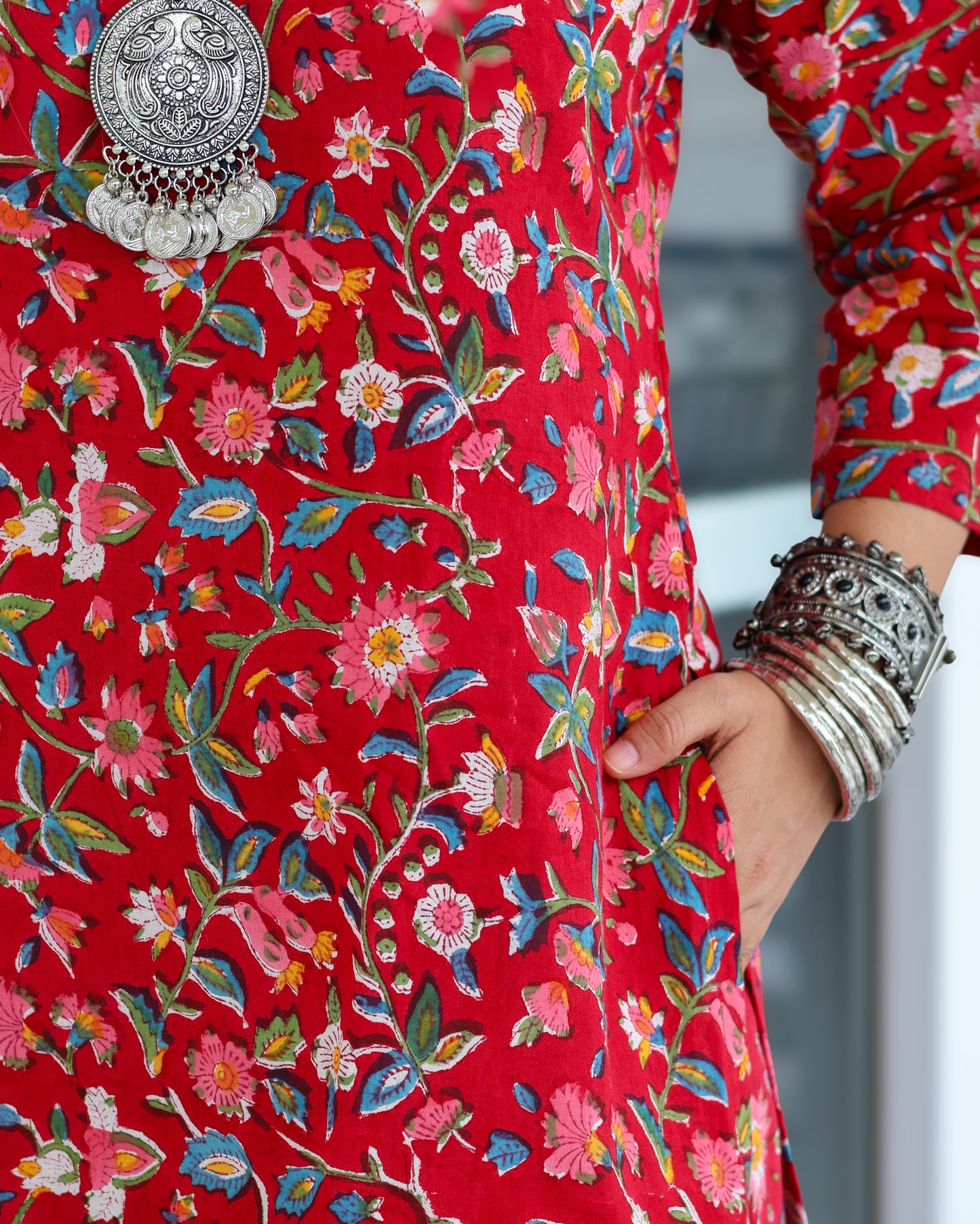 Juliet Red HandBlock Print Kurta Palazzo Set