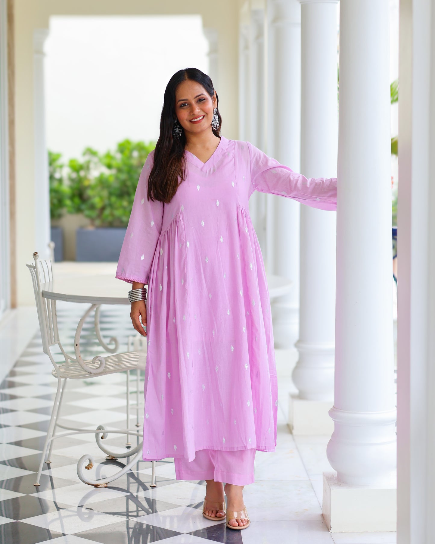 Tina Pastel Cotton Lurex Kurta Set