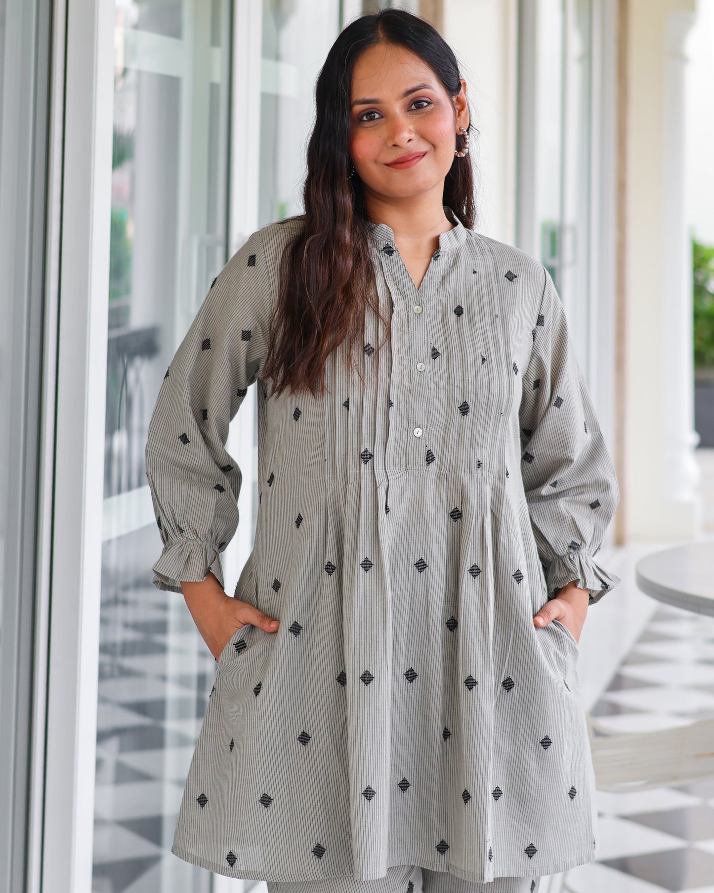 Macy Pintucks Short Cotton Kurta Set