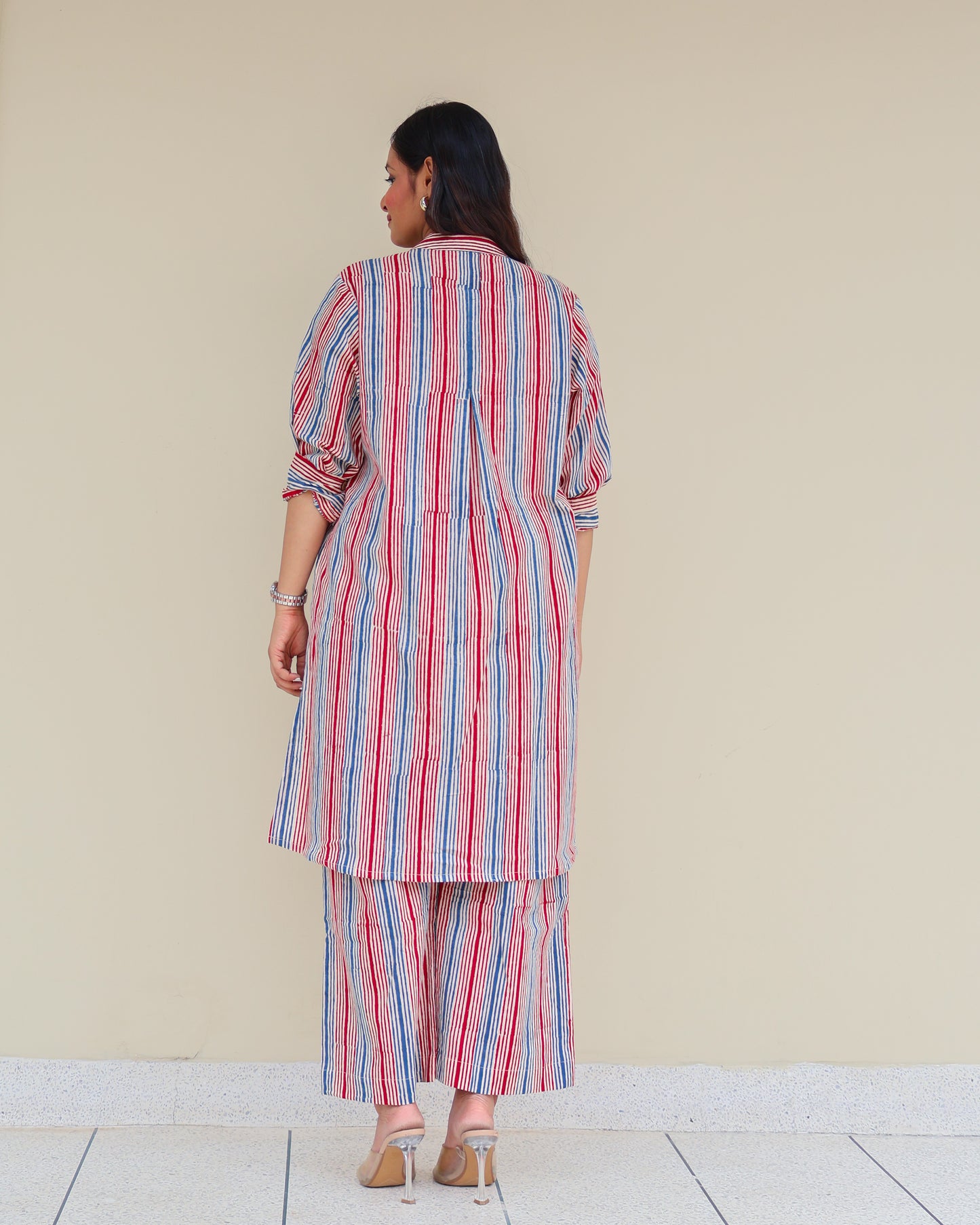 Faith HandBlock Print Stripes Cotton Kurta Set