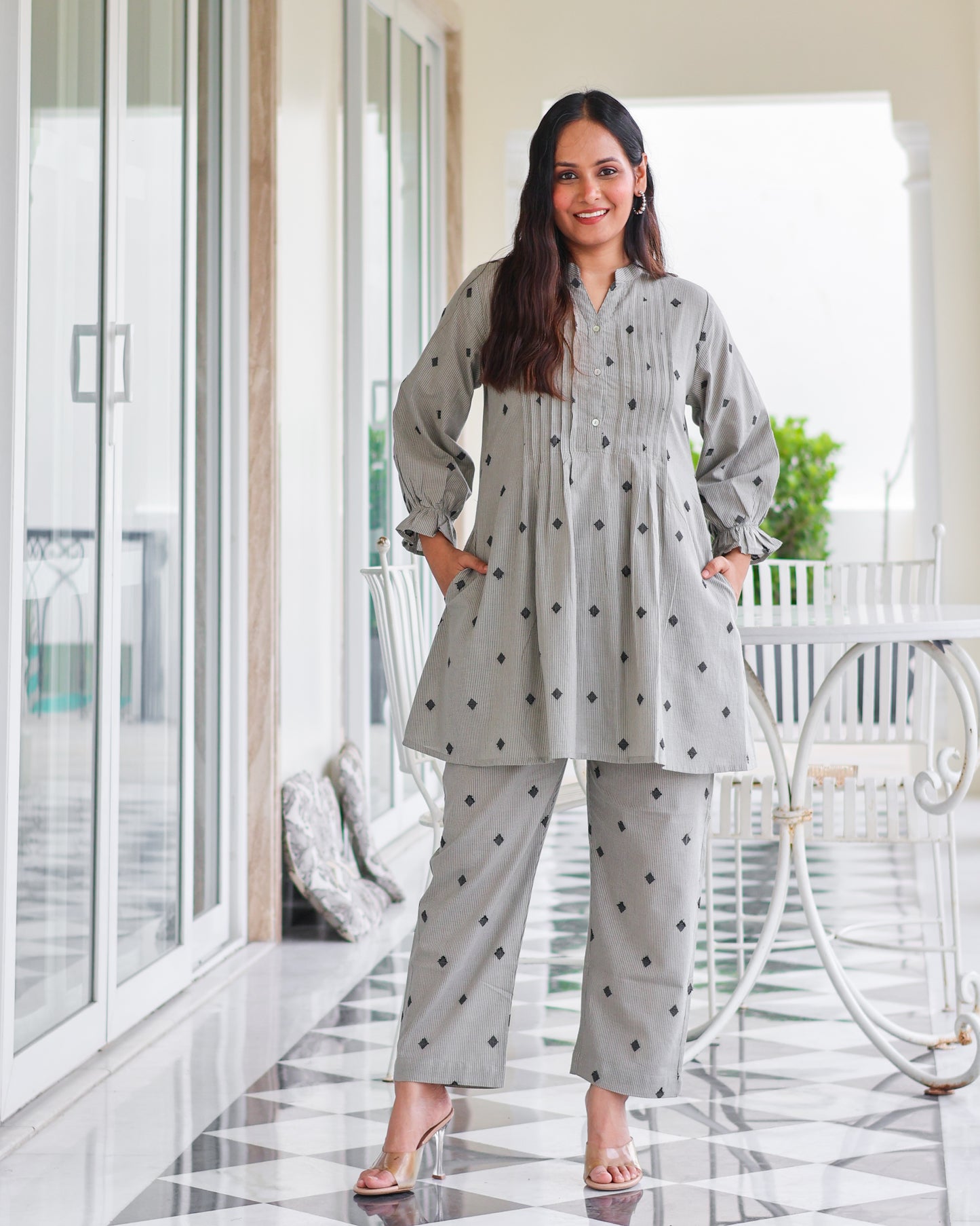 Macy Pintucks Short Cotton Kurta Set