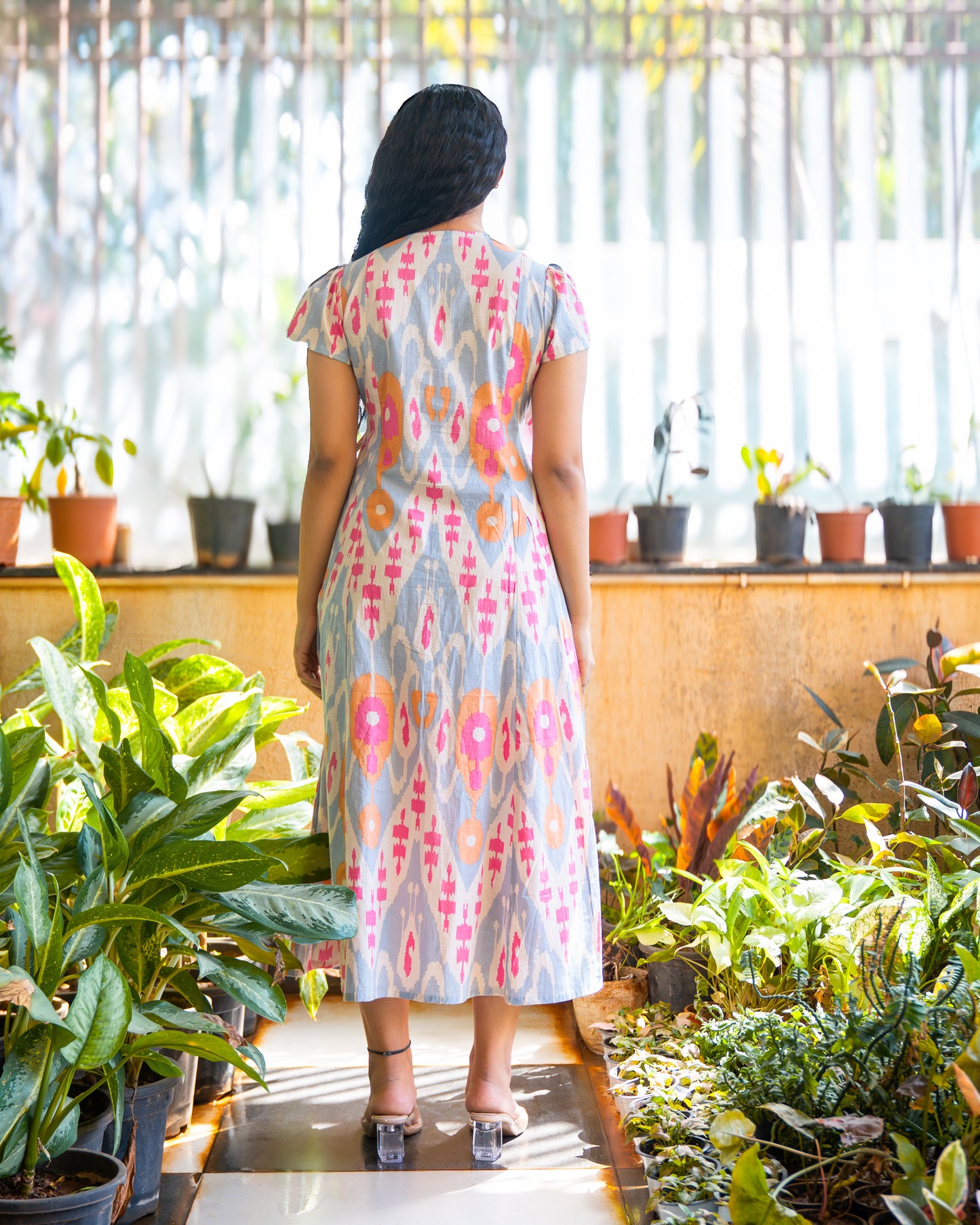 Brielle Ikat Print Cotton Wrap Dress