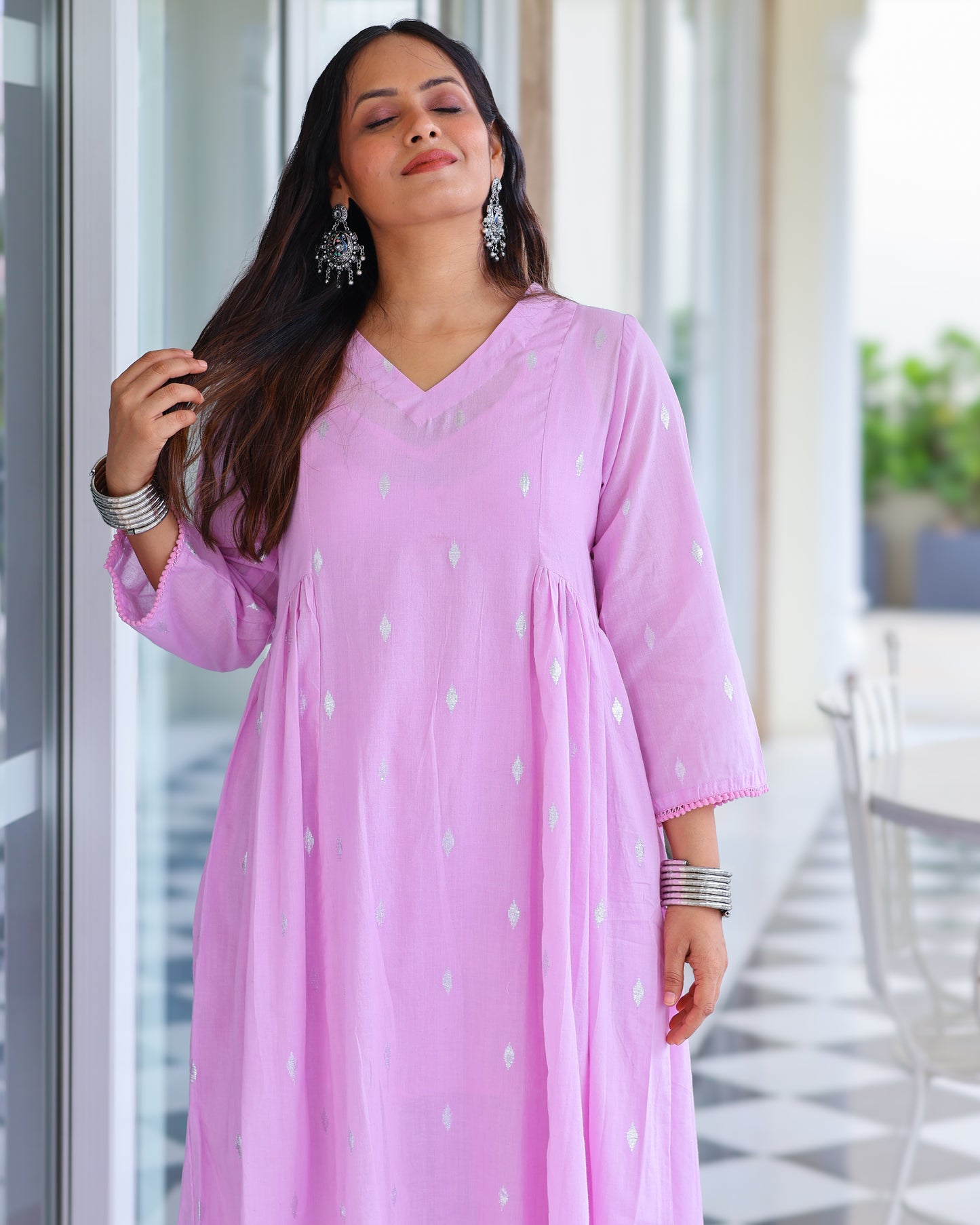 Tina Pastel Cotton Lurex Kurta Set