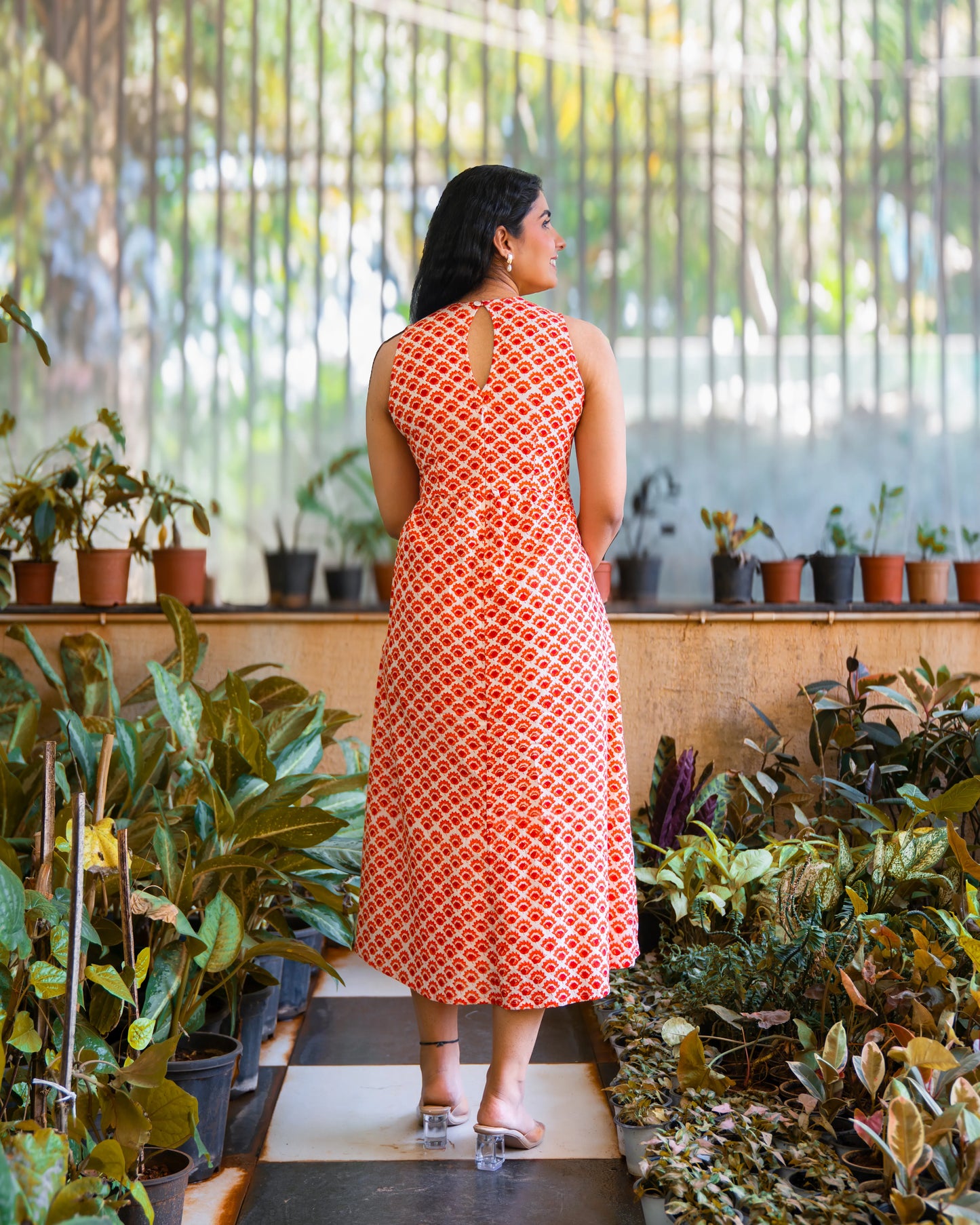 Kia HandBlock Printed Pure Cotton Midi Dress