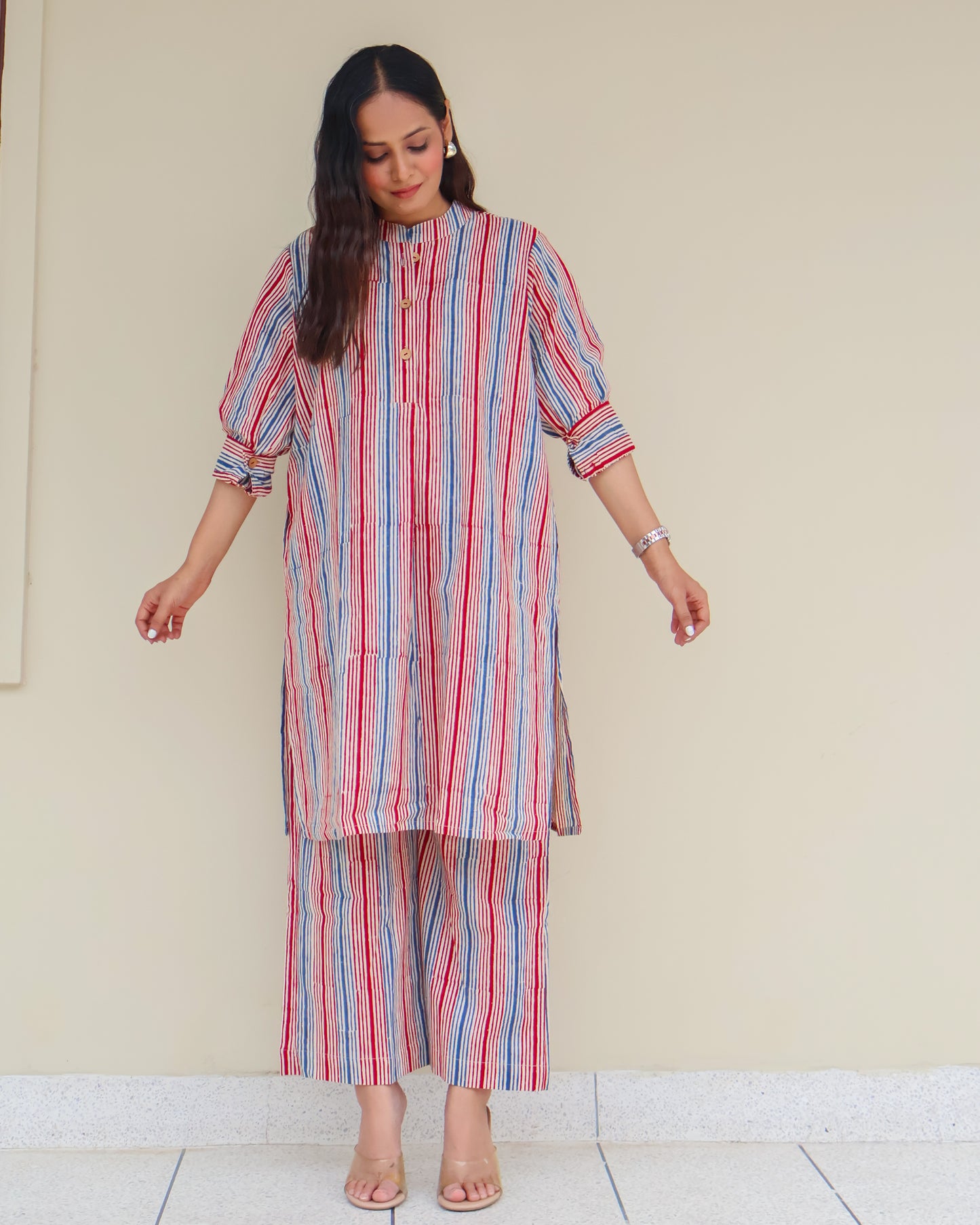 Faith HandBlock Print Stripes Cotton Kurta Set