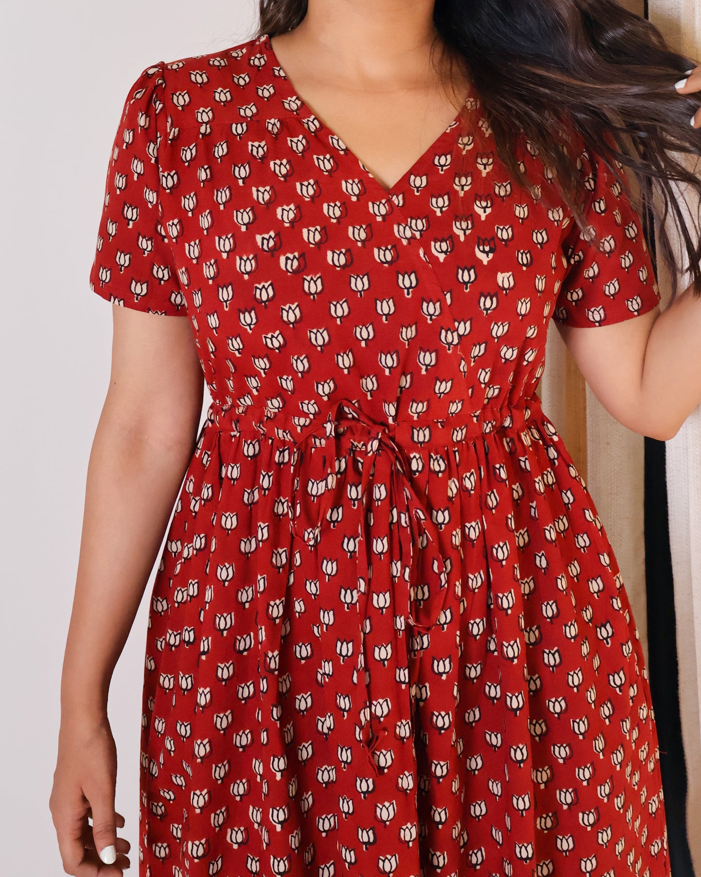 Tia Bagru HandBlock Print Cotton Midi Dress